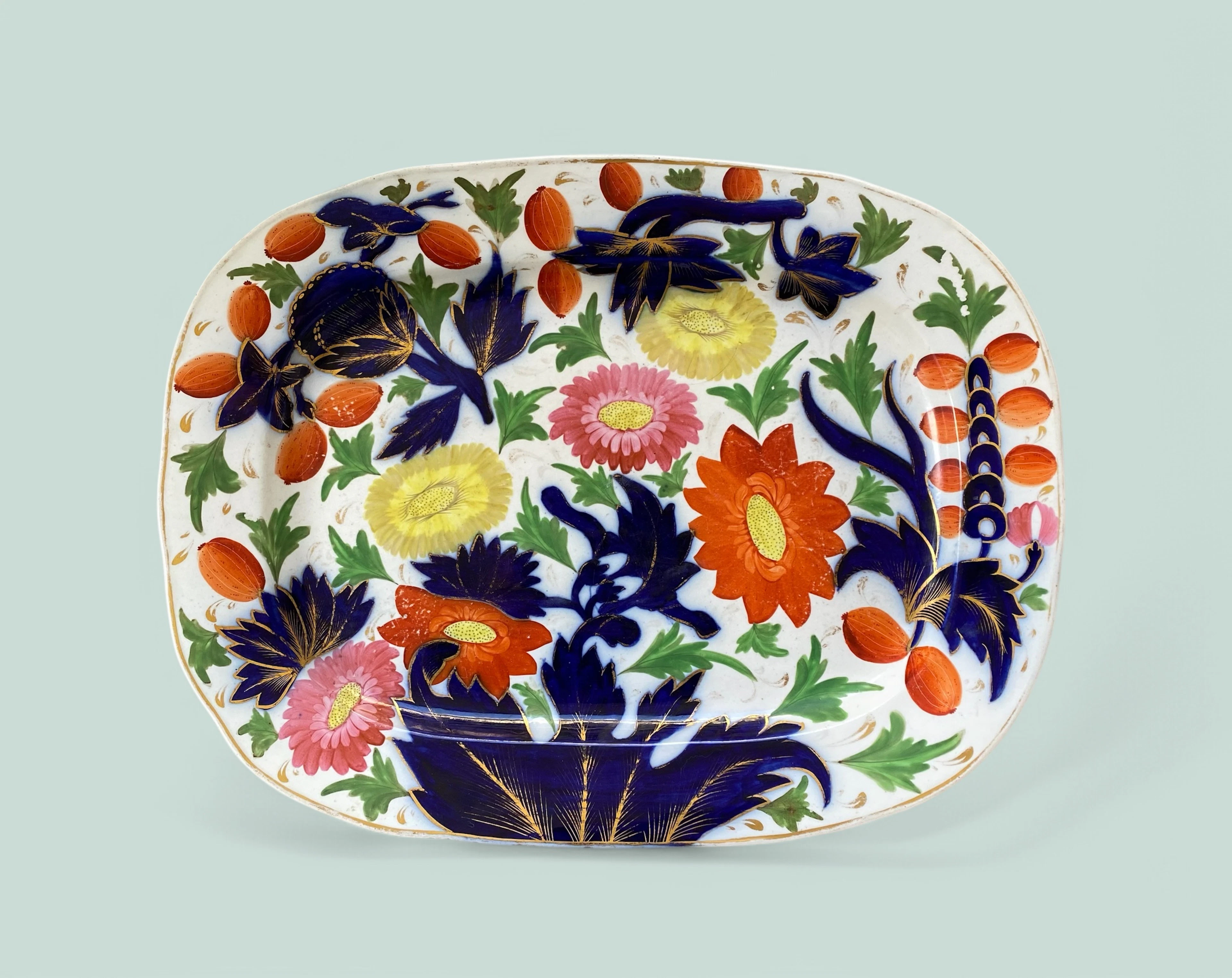 Coalport porcelain, large meat plate, c. 1830.