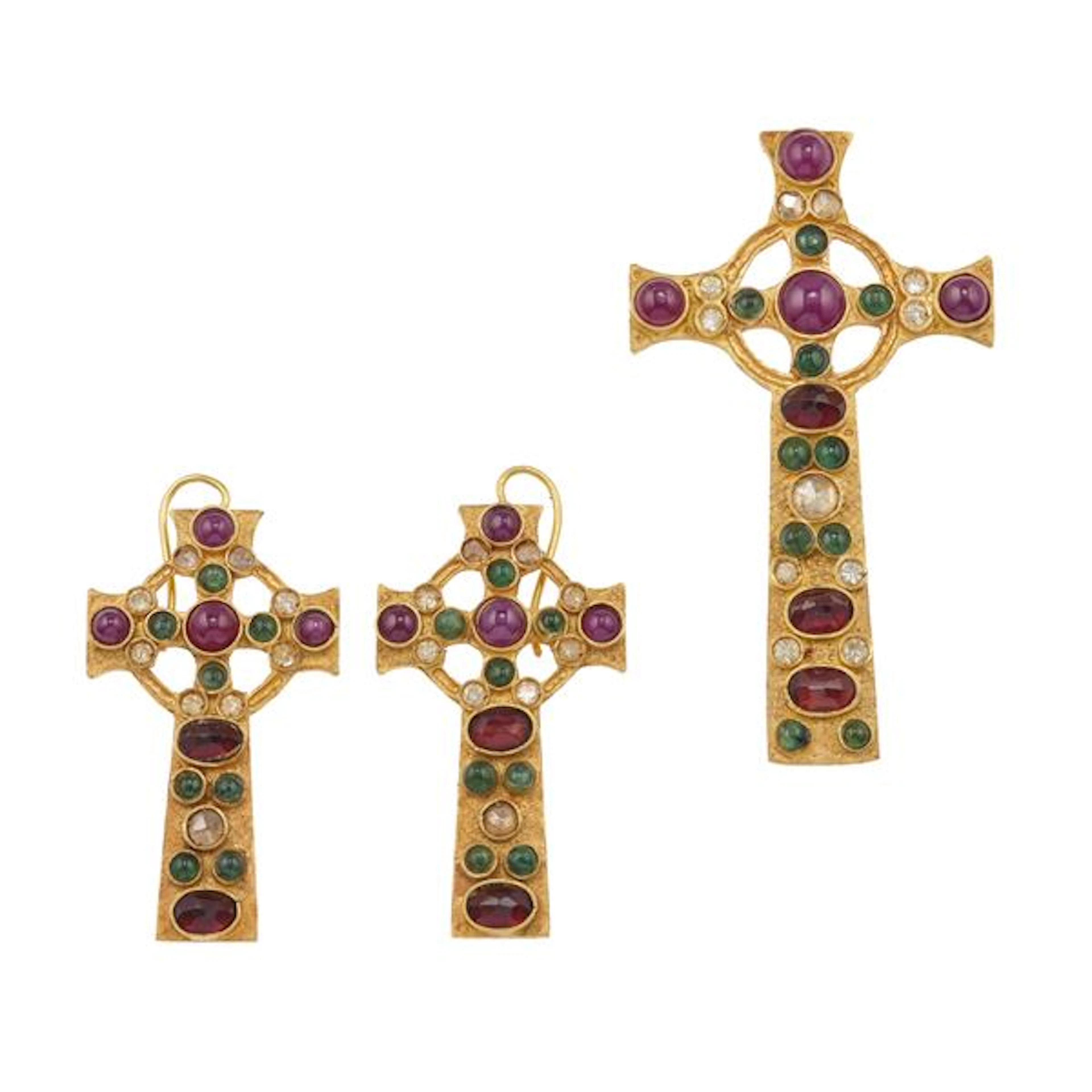 Gem-set and gold demi-parure