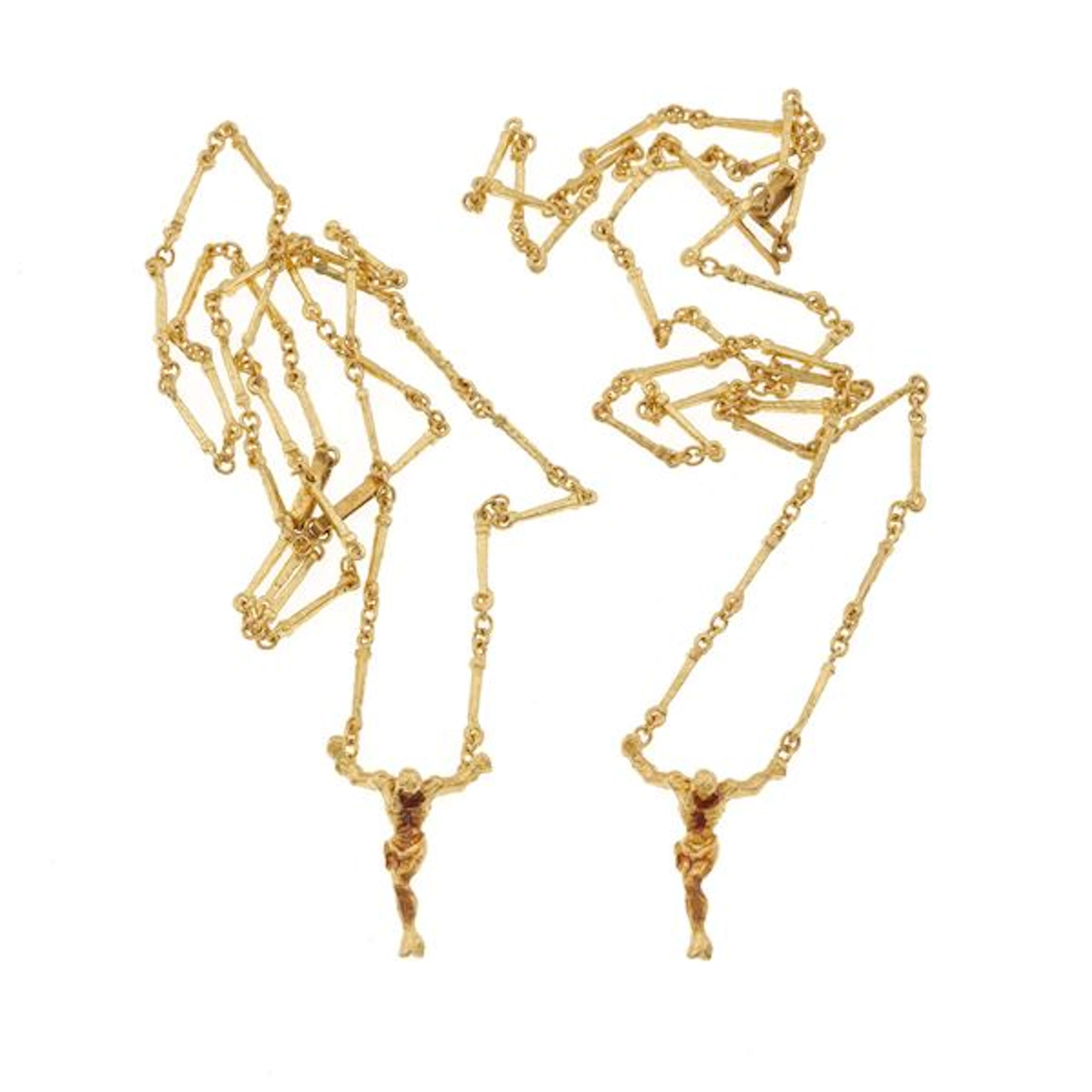 "Christo De San Juan De La Cruz", two gold necklaces. Signed and numbered