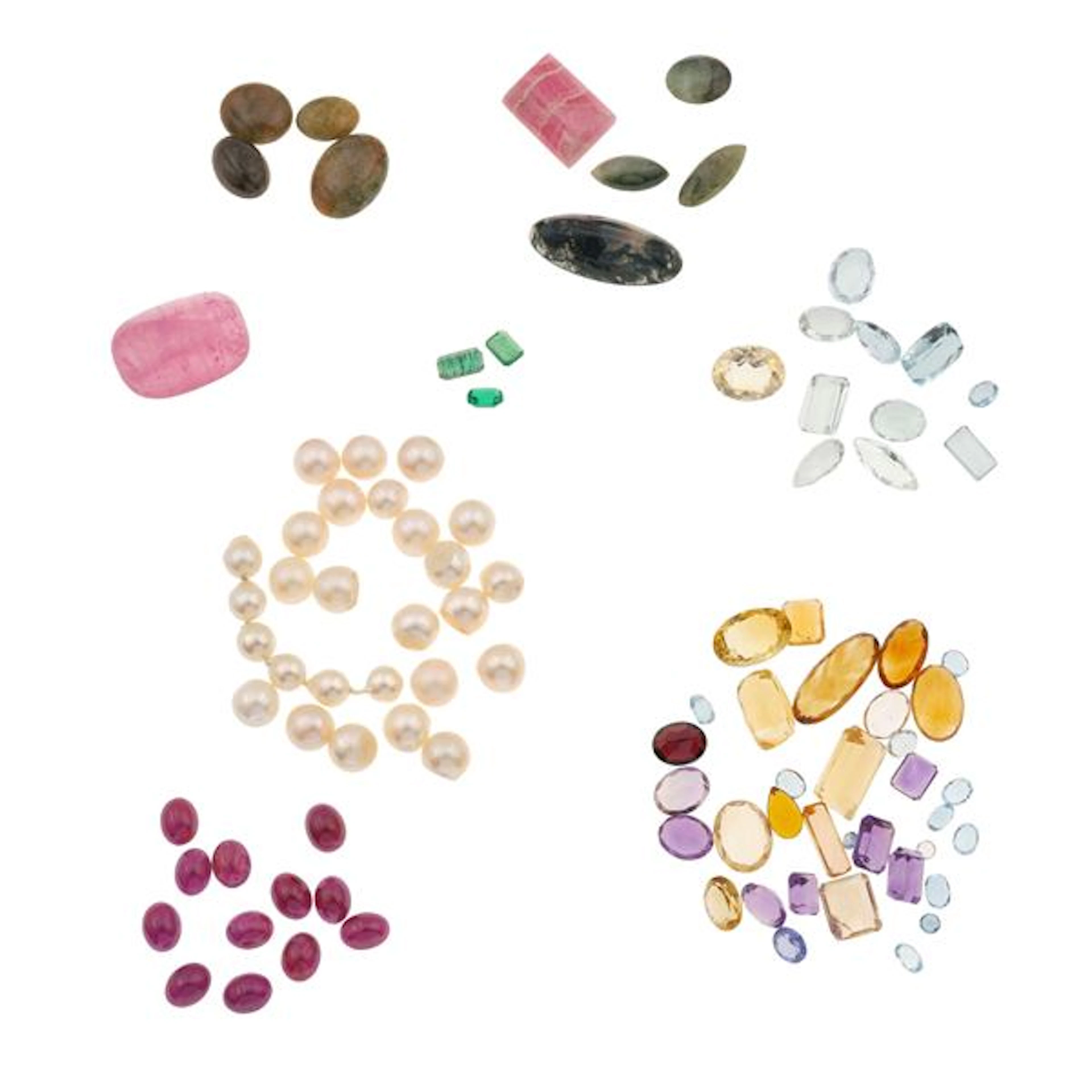 Mixed lot consisting of various gemstones