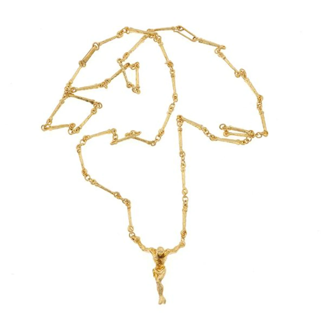 "Christo De San Juan De La Cruz", gold necklace. Signed and numbered