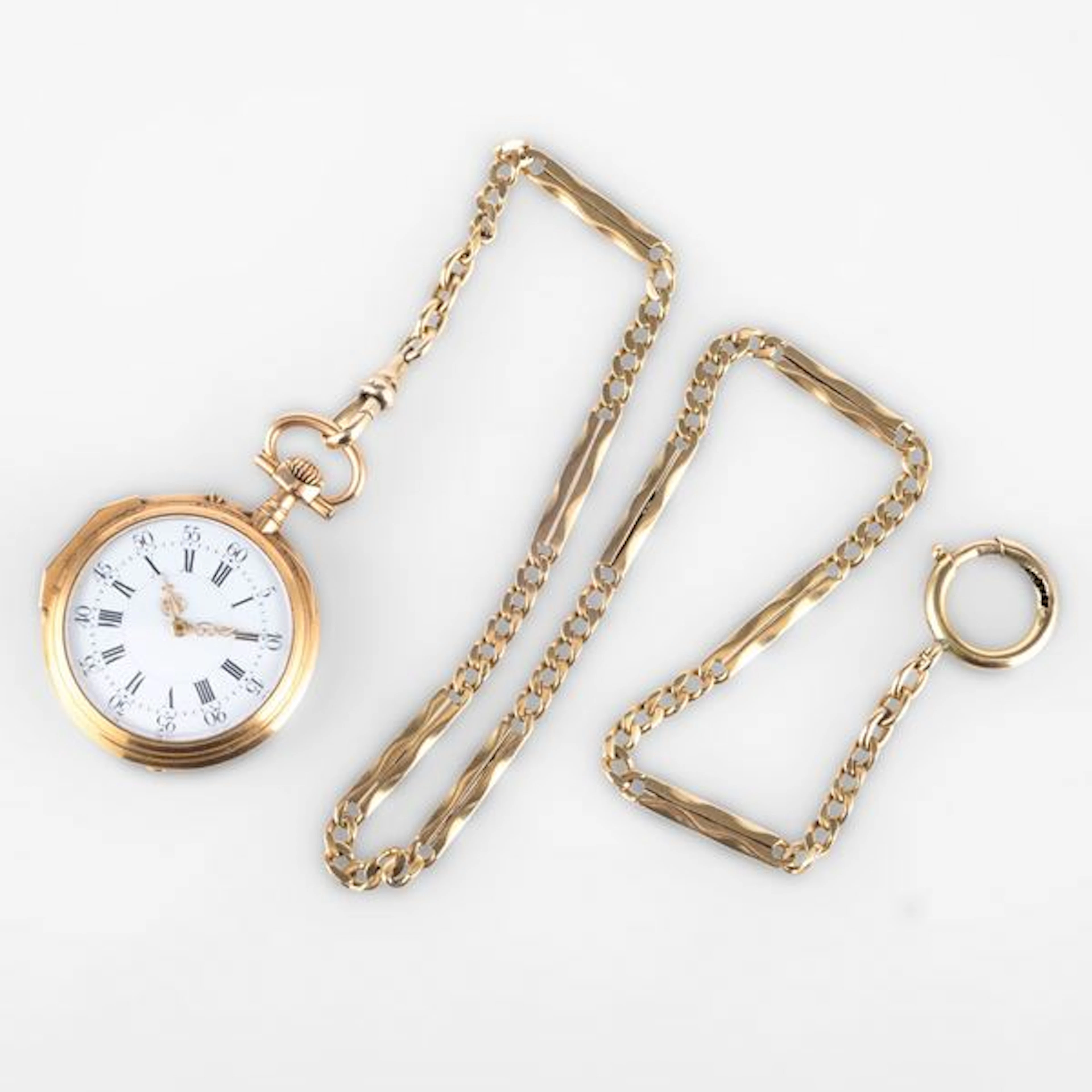 Orologio da tasca in oro giallo 18k con cassa con monogramma in rilievo