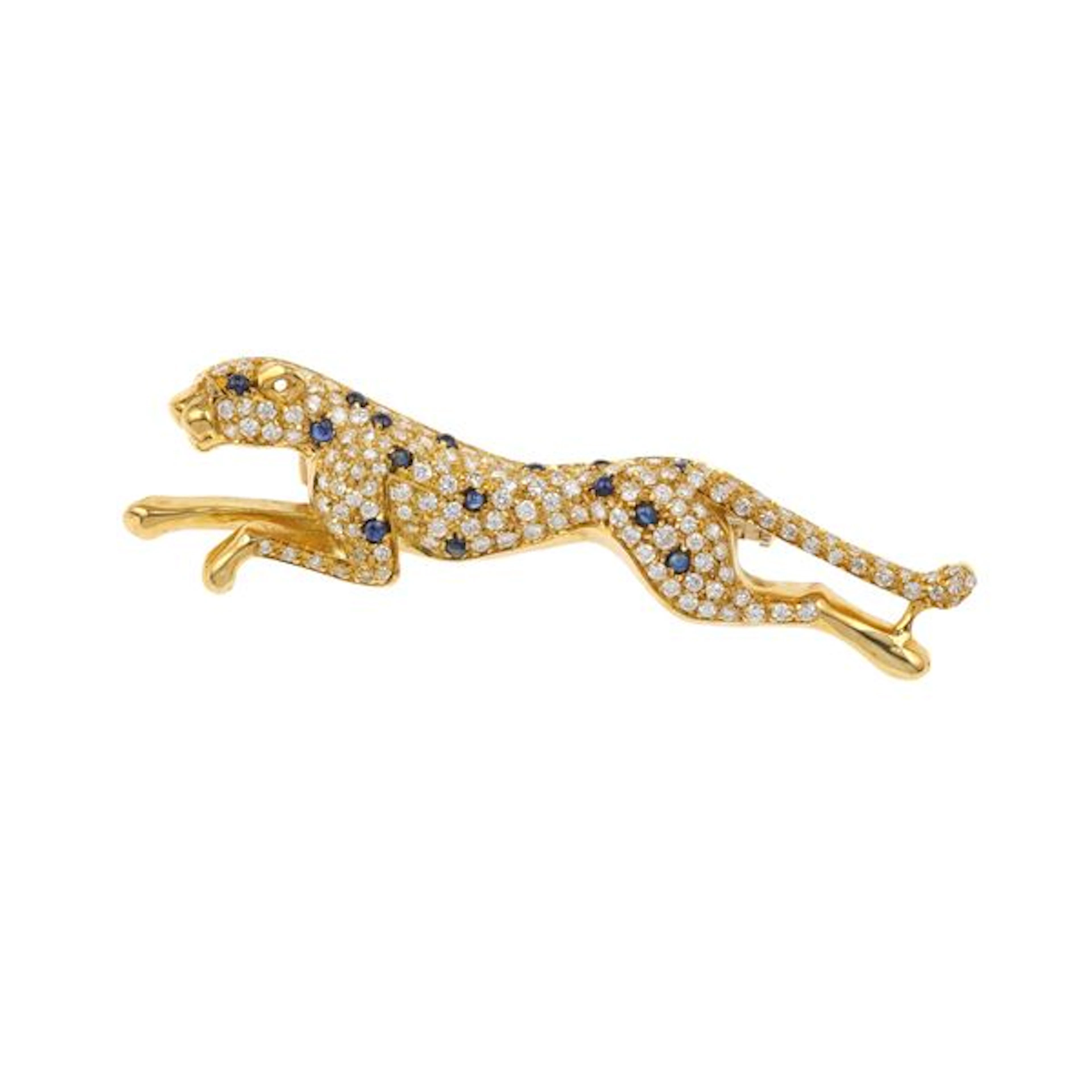 Diamond, sapphire and gold brooch