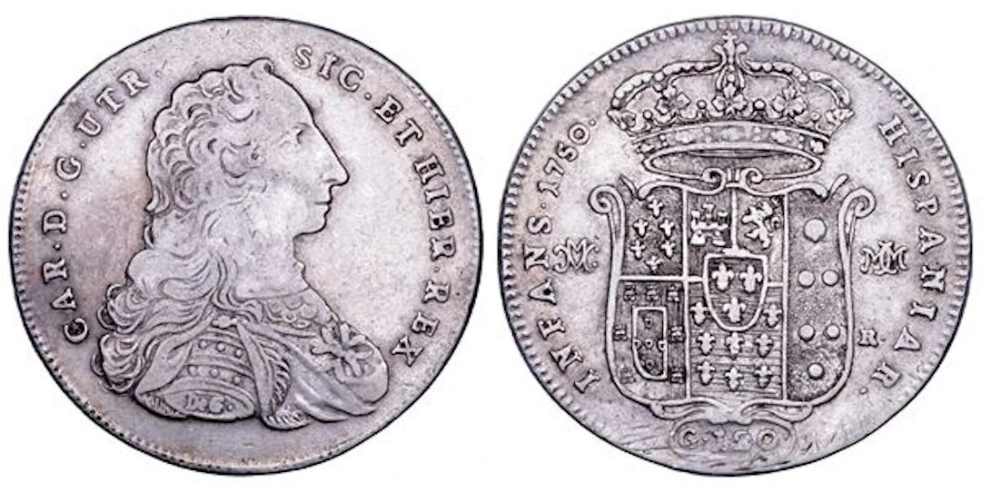NAPOLI. CARLO DI BORBONE, 1734-1759. Piastra da 120 Grana 1750.