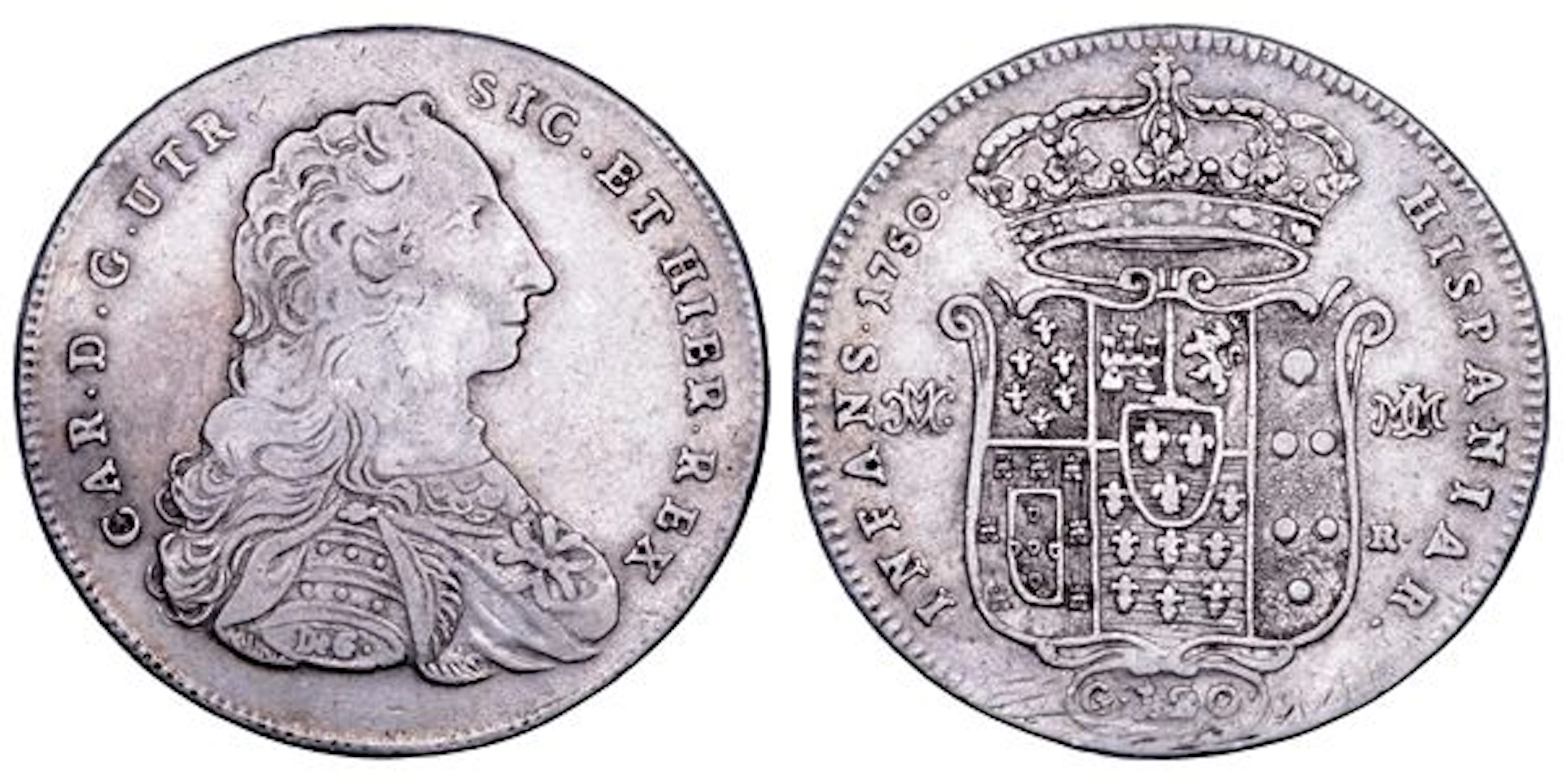 NAPOLI. CARLO DI BORBONE, 1734-1759. Piastra da 120 Grana 1750.