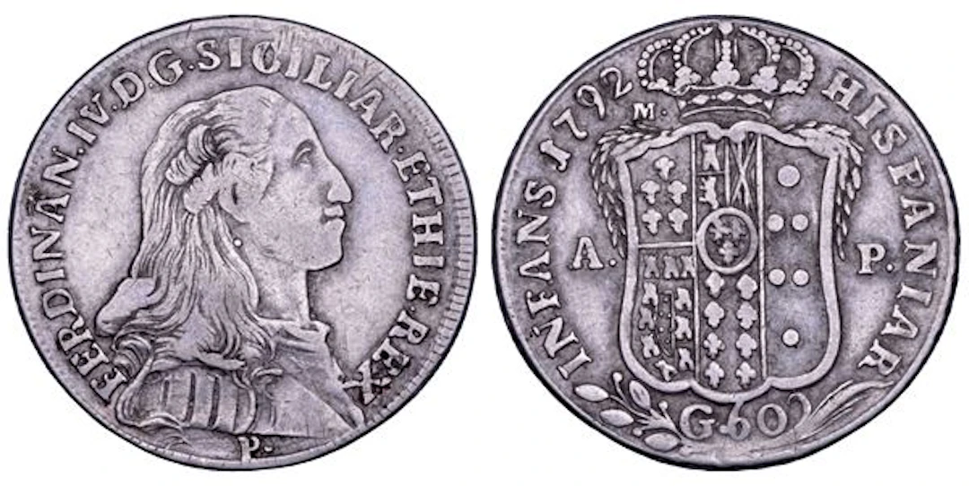 NAPOLI. FERDINANDO IV DI BORBONE, 1759-1799. I PERIODO. Mezza piastra