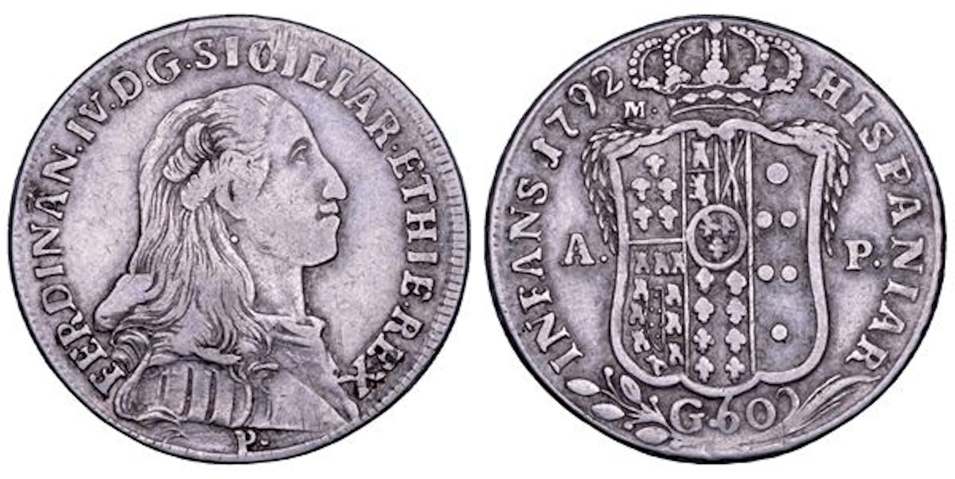 NAPOLI. FERDINANDO IV DI BORBONE, 1759-1799. I PERIODO. Mezza piastra