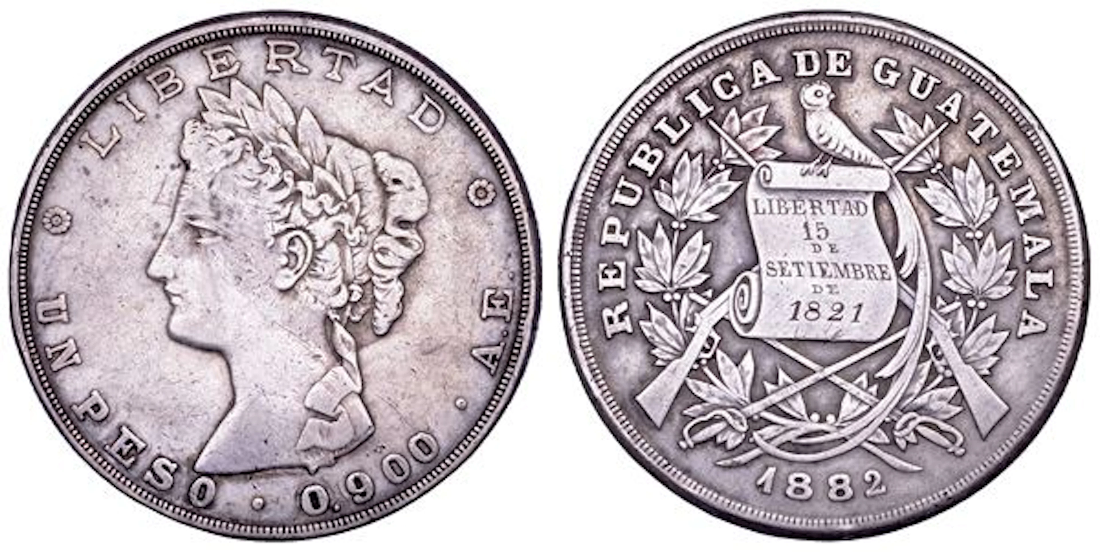 GUATEMALA. REPUBBLICA, dal 1839. Peso 1882.