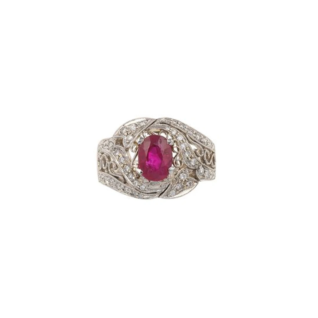 Ruby, diamond and gold ring
