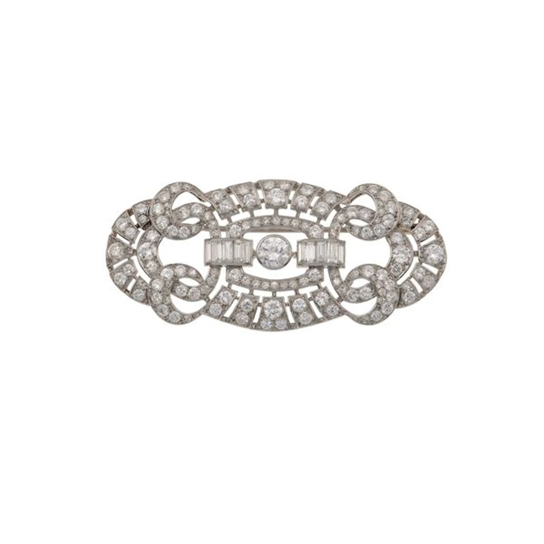 Diamond and platinum brooch