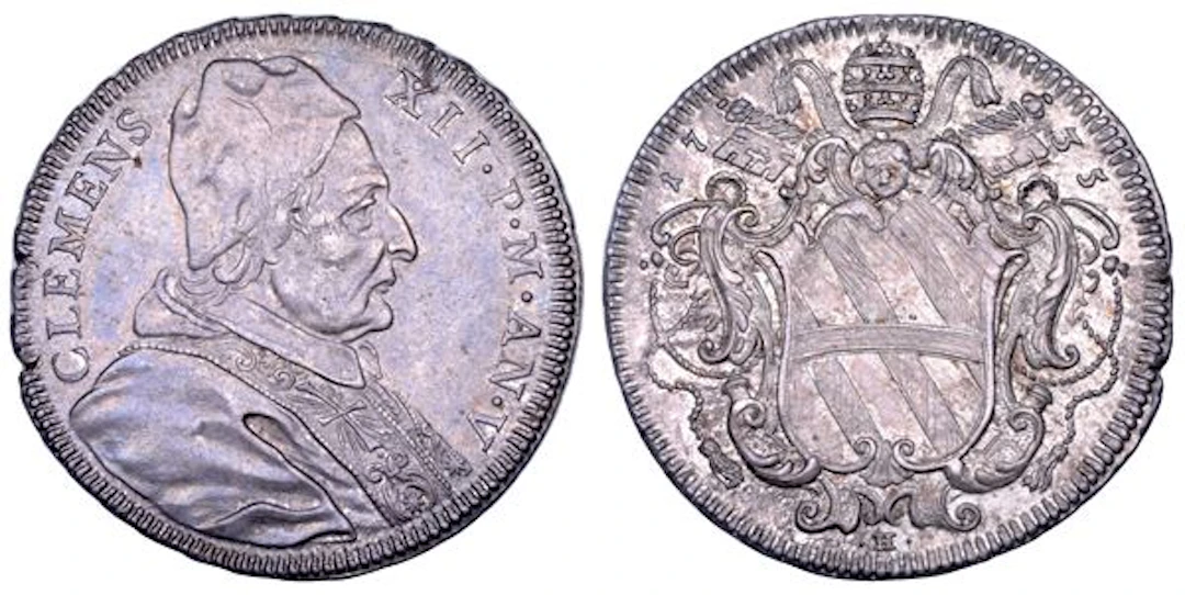 STATO PONTIFICIO. CLEMENTE XII (Lorenzo Corsini), 1730-1740. Testone