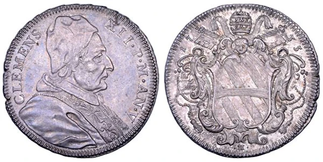 STATO PONTIFICIO. CLEMENTE XII (Lorenzo Corsini), 1730-1740. Testone