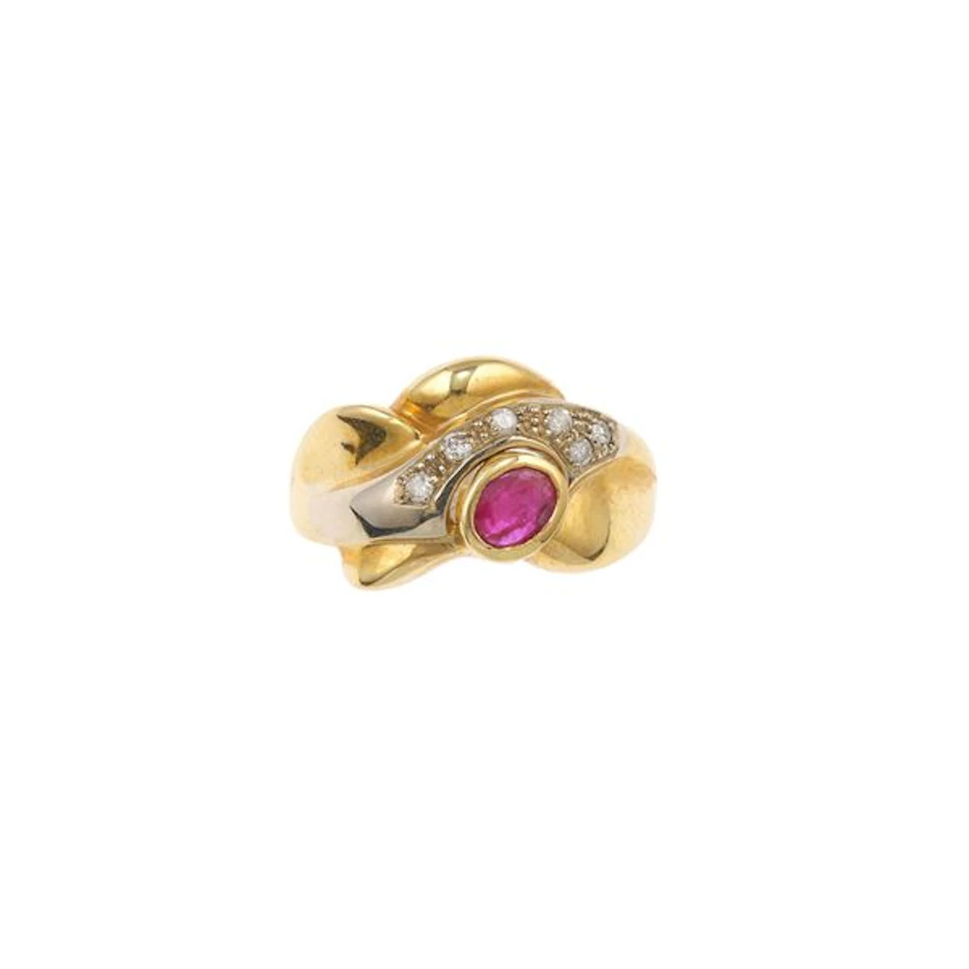 Ruby, diamond and gold ring