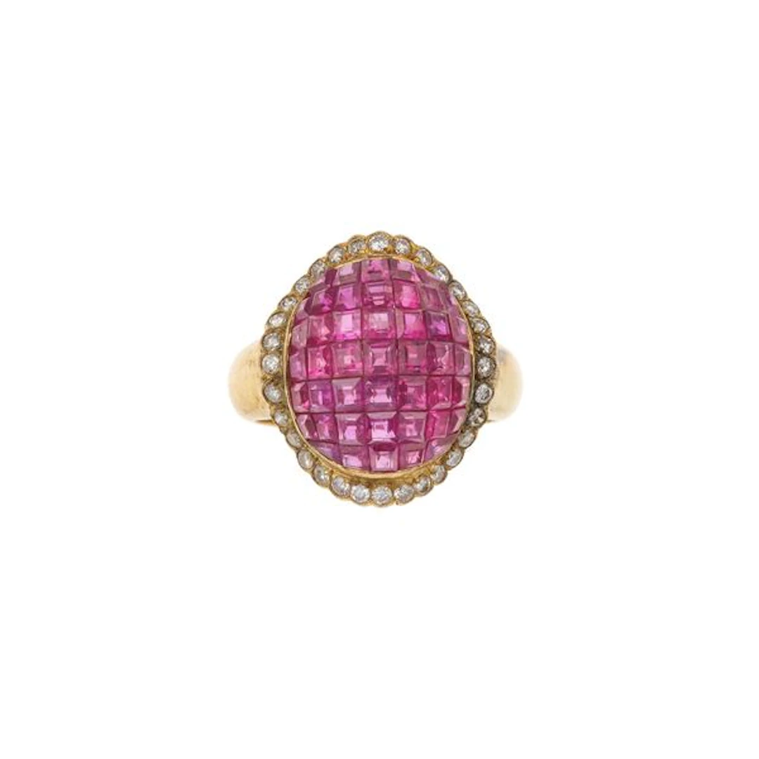 Ruby, diamond and gold ring