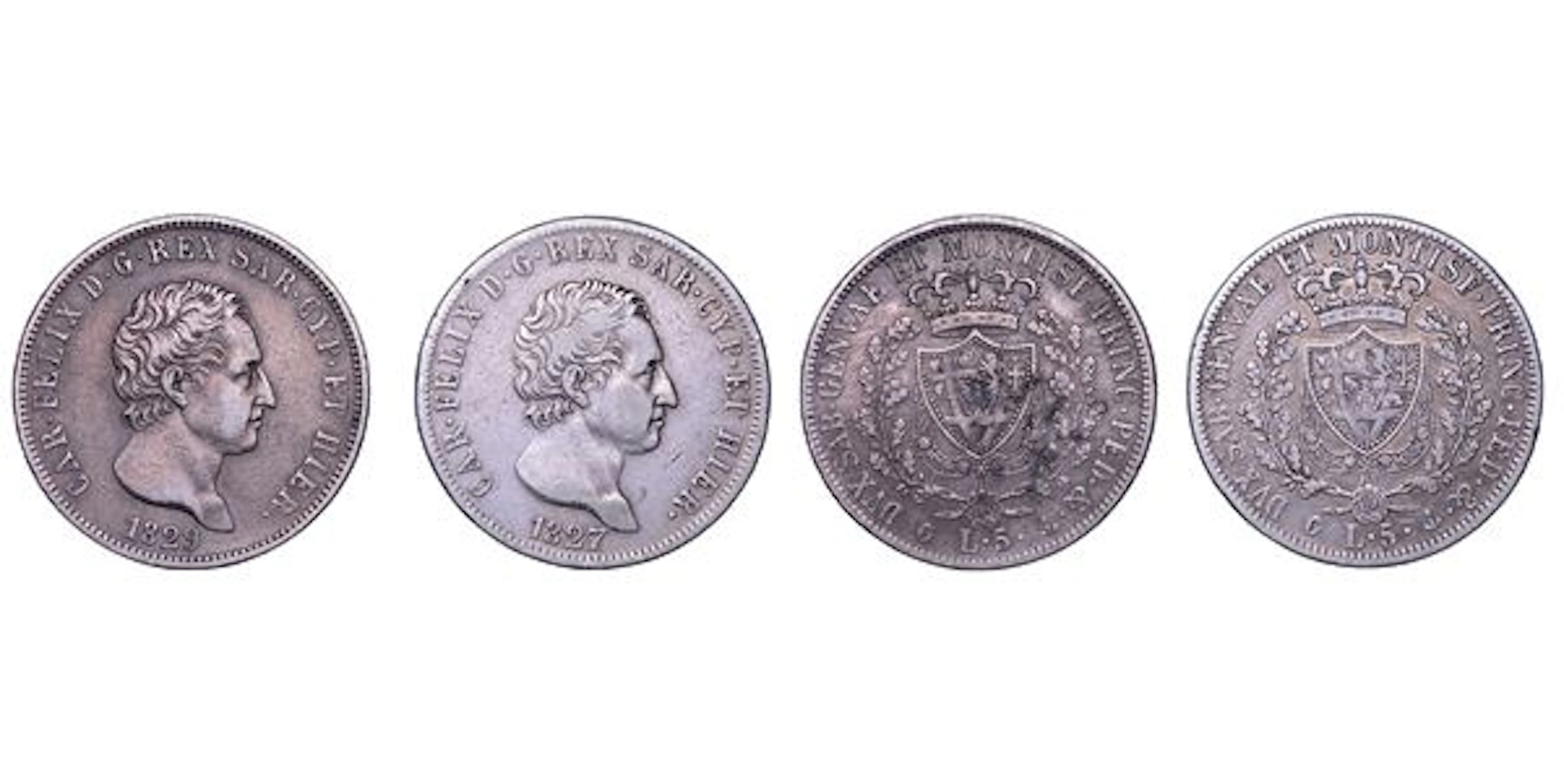 REGNO DI SARDEGNA. CARLO FELICE DI SAVOIA, 1821-1831. Lotto di due monete.