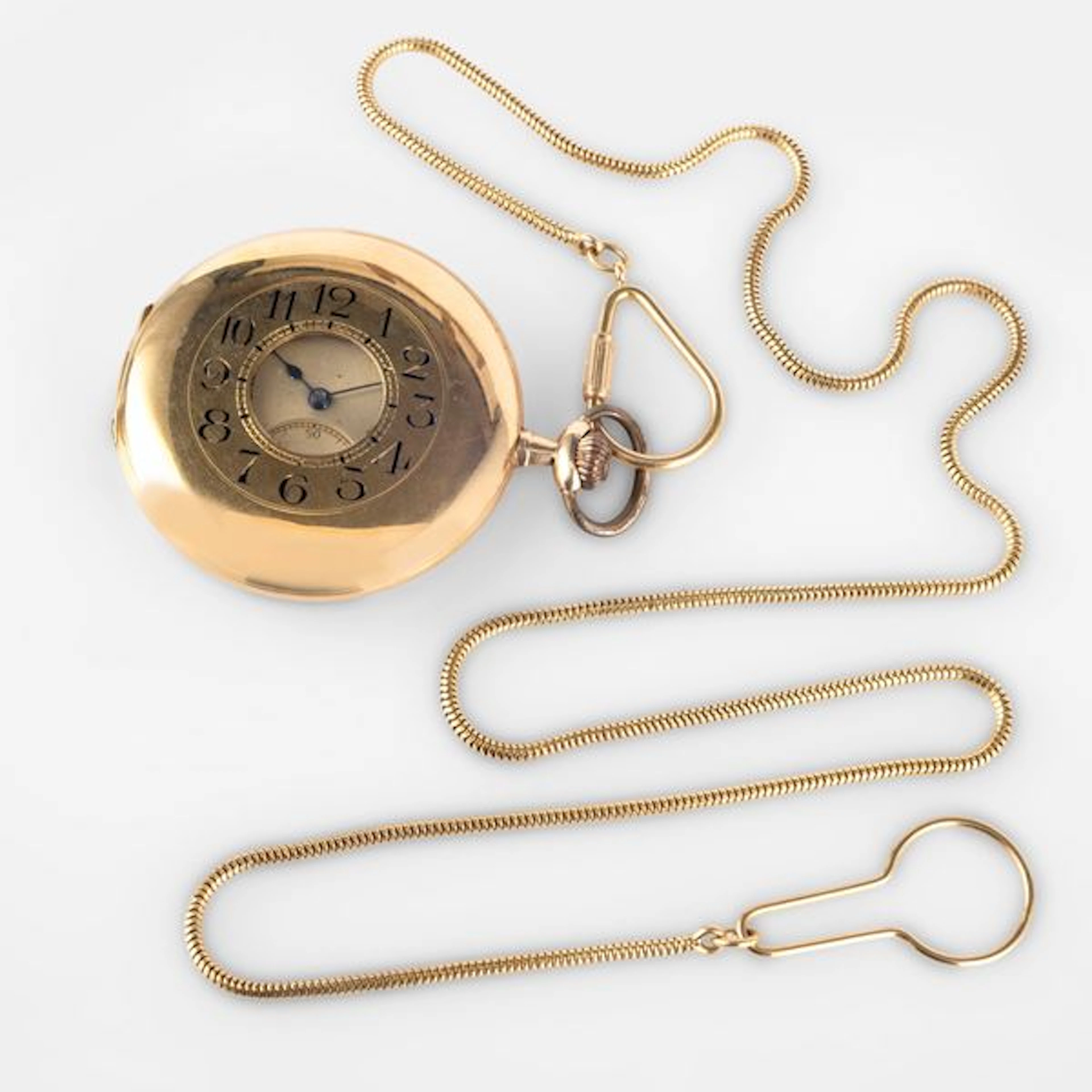 Demi-Savonette in oro giallo 18k, quadrante champagne guillochÃ¨ concentrico