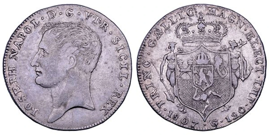NAPOLI. GIUSEPPE NAPOLEONE, 1806-1808. Piastra da 120 Grana 1807.