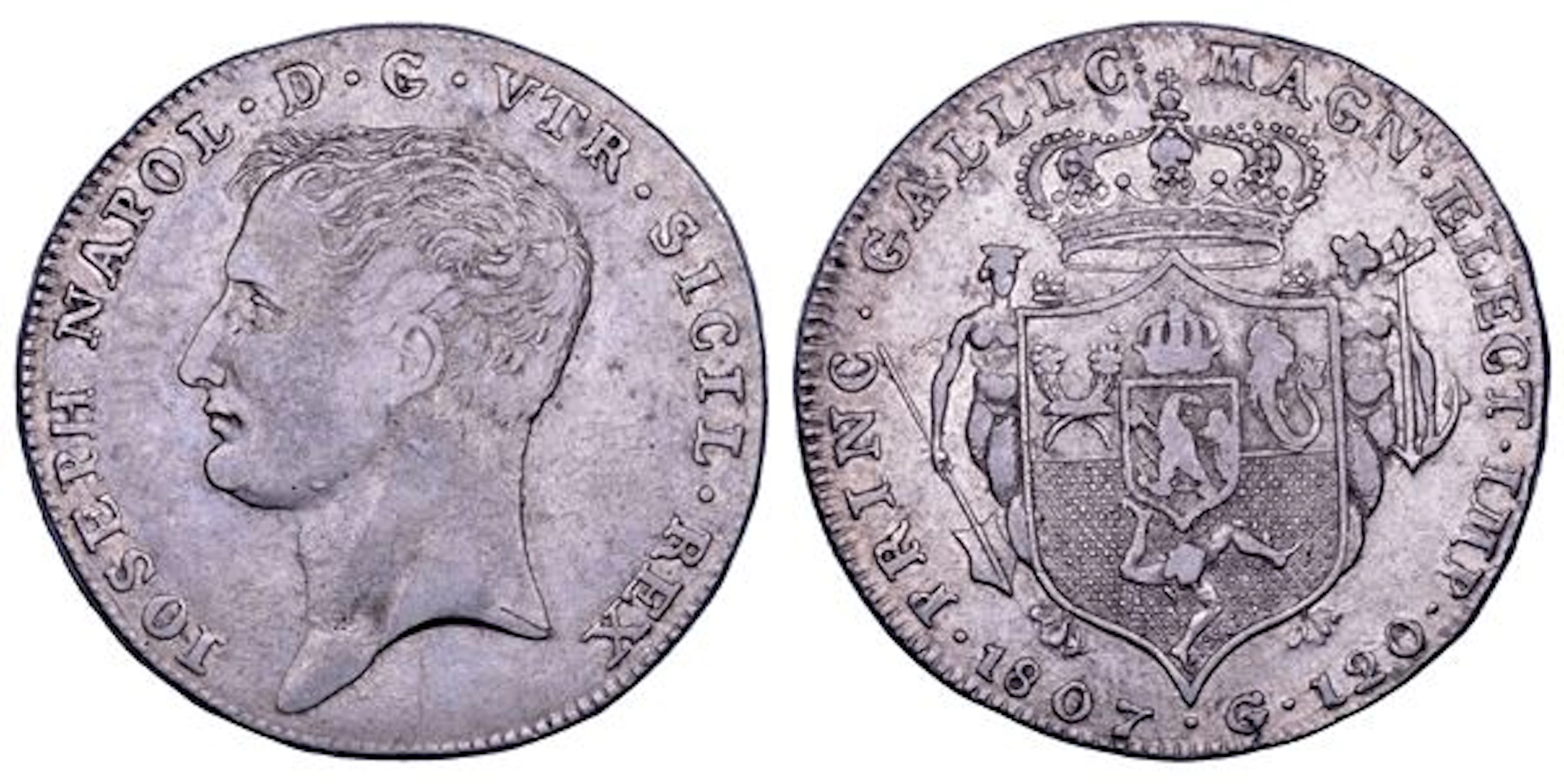 NAPOLI. GIUSEPPE NAPOLEONE, 1806-1808. Piastra da 120 Grana 1807.
