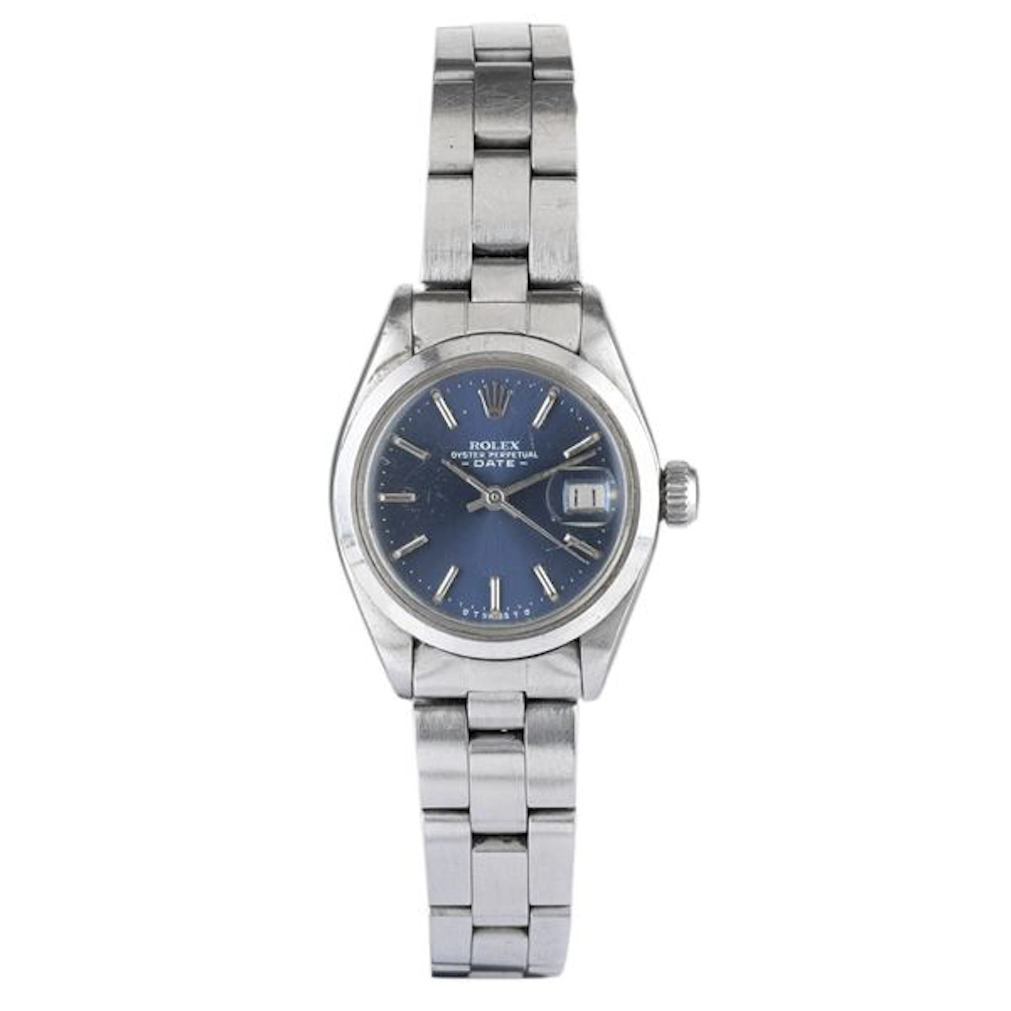 Lady-Datejust ref. 69616 in acciaio Oyster, quadrante blu soleil