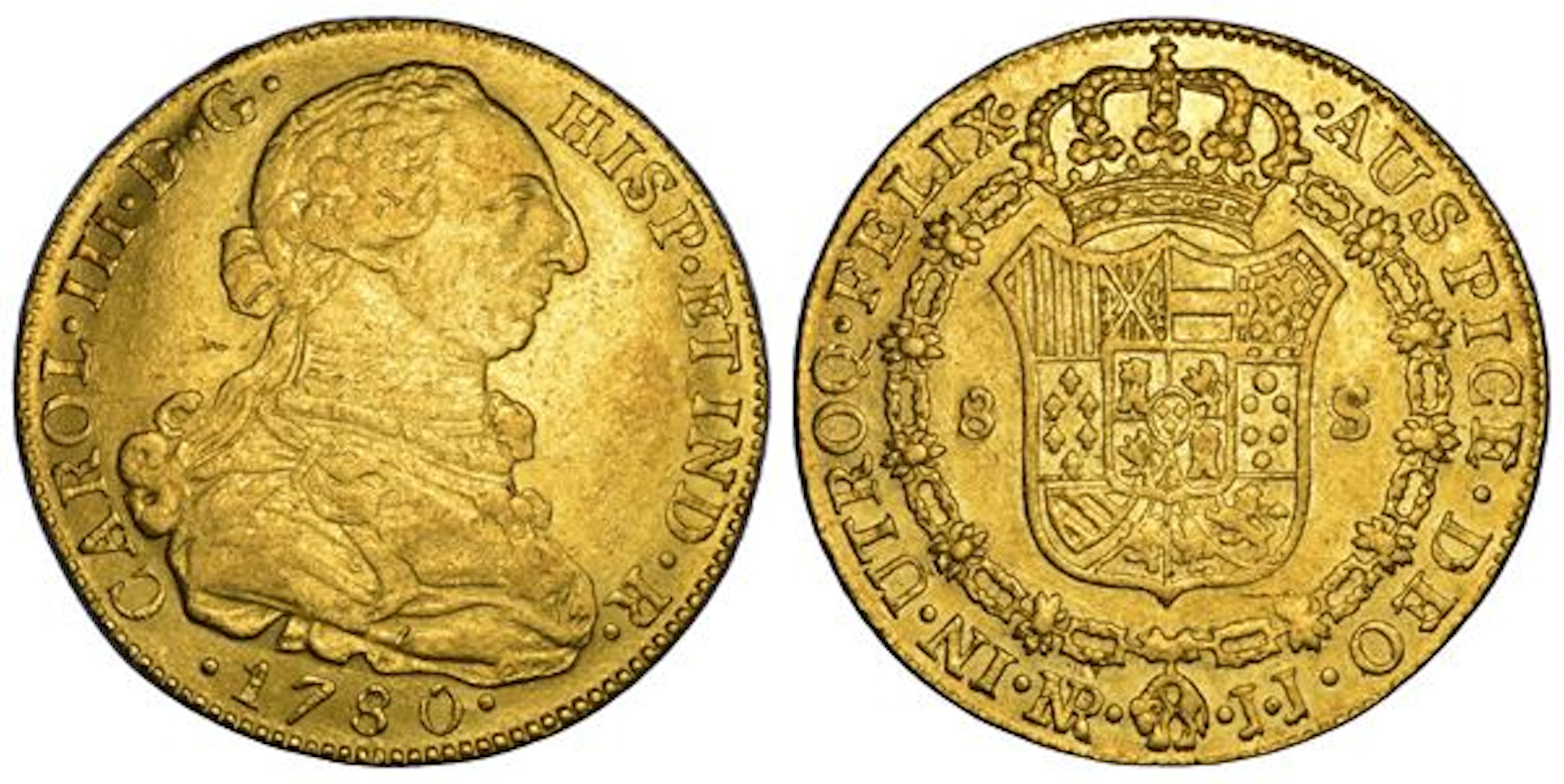 CARLOS III, 1759-1788. COLOMBIA. 8 Escudos 1780. BogotÃ .