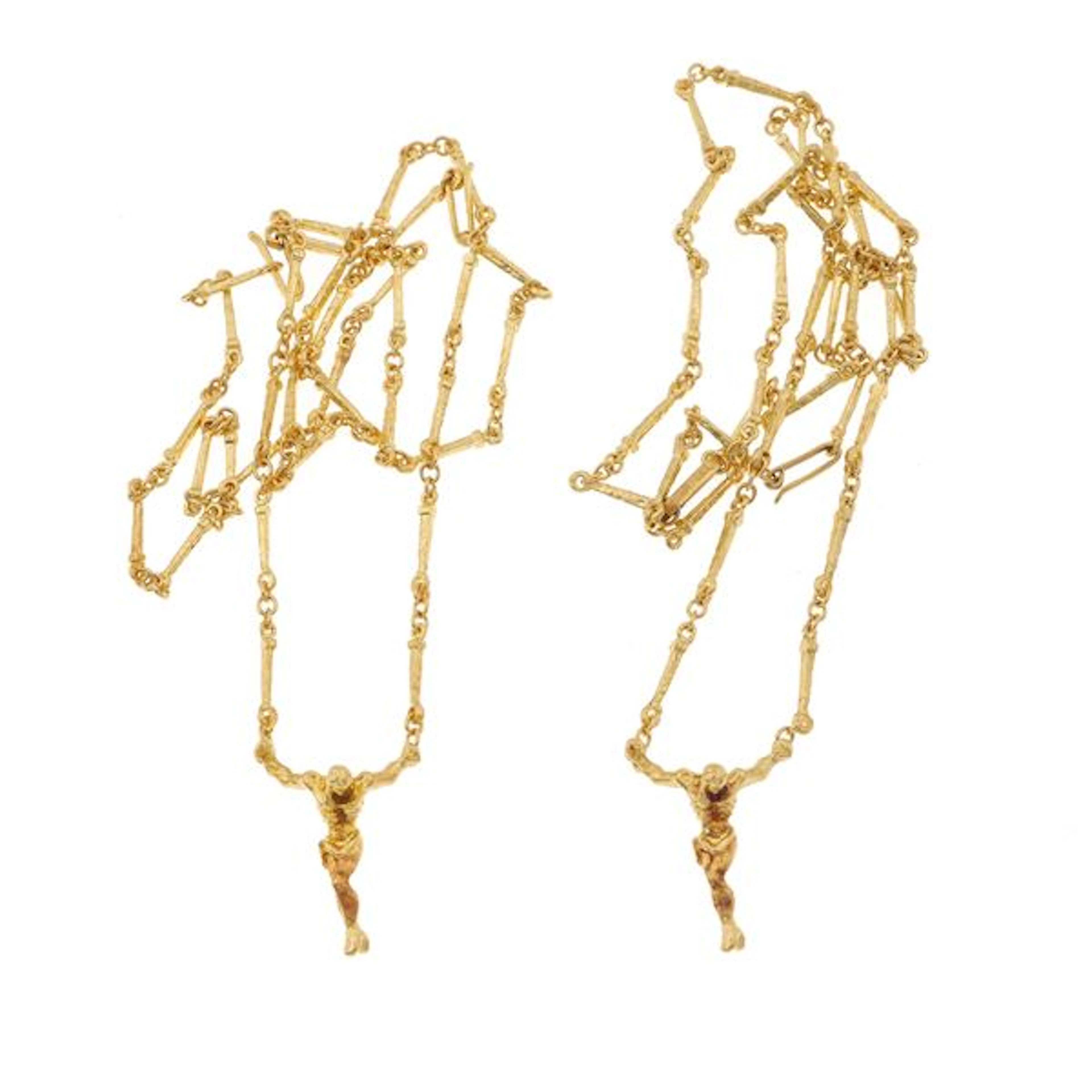 "Christo De San Juan De La Cruz", two gold necklaces. Signed and numbered
