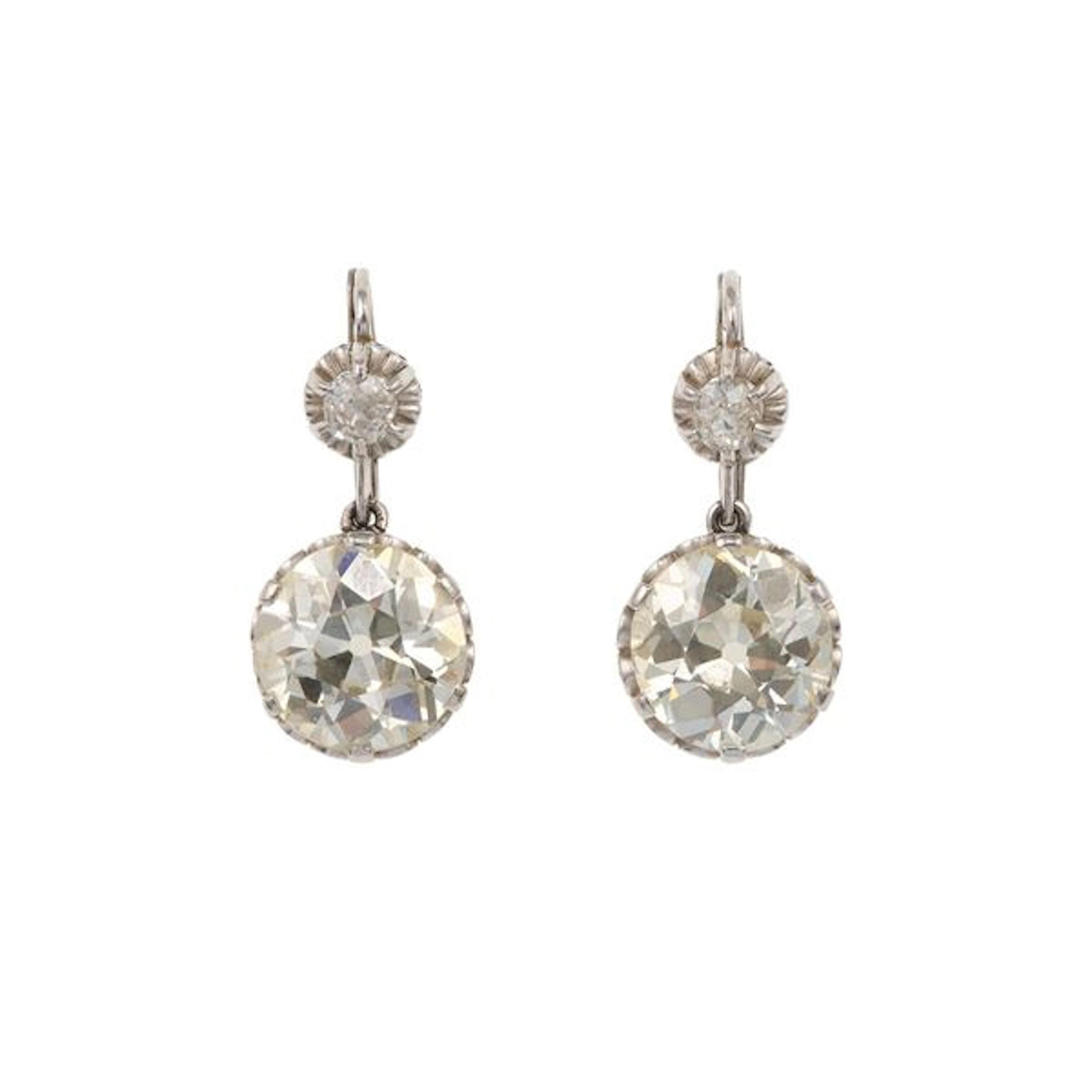 Pair of two old-cut diamond weighings 4.72 and 4.79 carats approximately