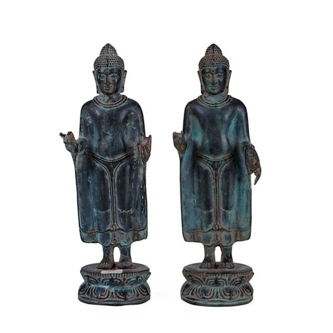 Coppia di divinità in bronzo, Indonesia, XX secolo