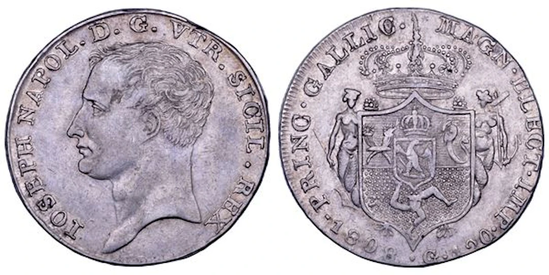 NAPOLI. GIUSEPPE NAPOLEONE, 1806-1808. Piastra da 120 Grana 1808.