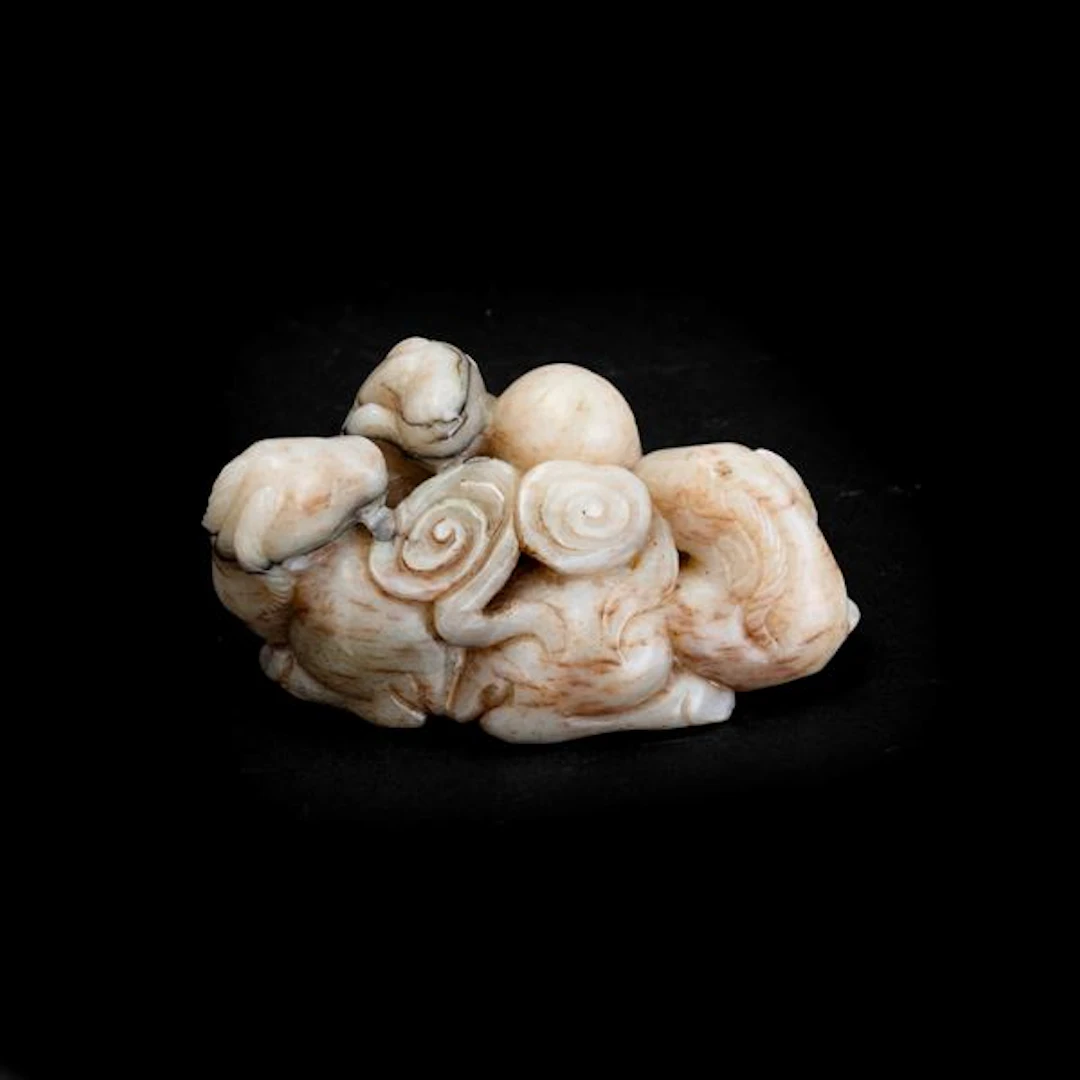 Figura di ariete scolpita in giada, Cina, Dinastia Qing, XIX secolo