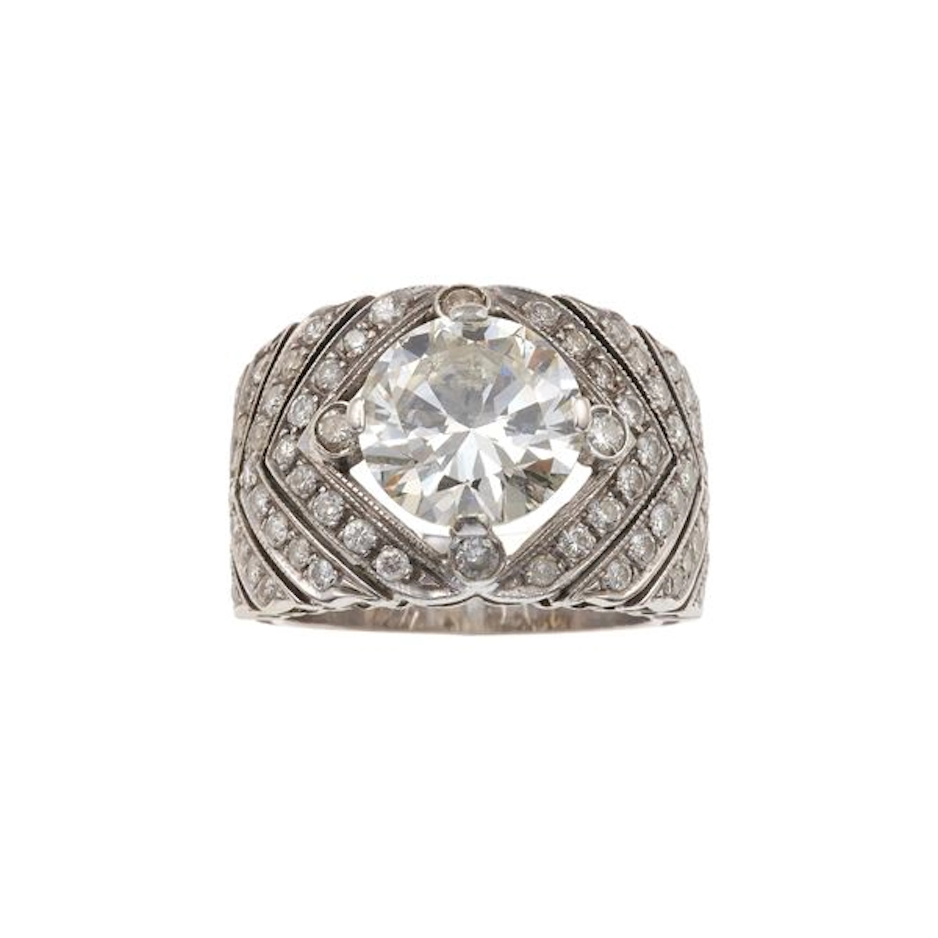 Brialliant-cut diamond weighing 4.30 carats approximately and gold ring