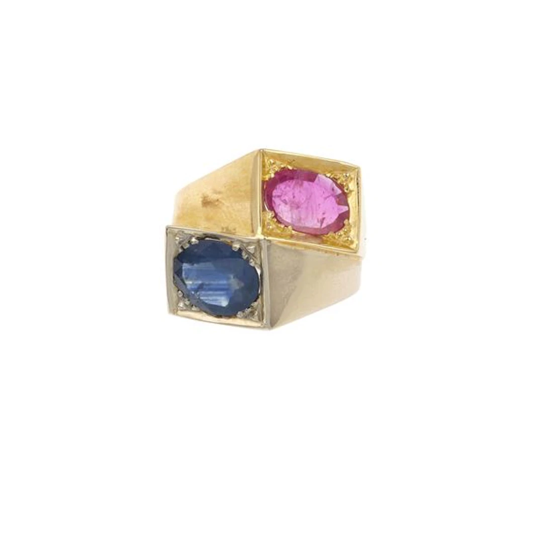Sapphire, ruby and gold ring
