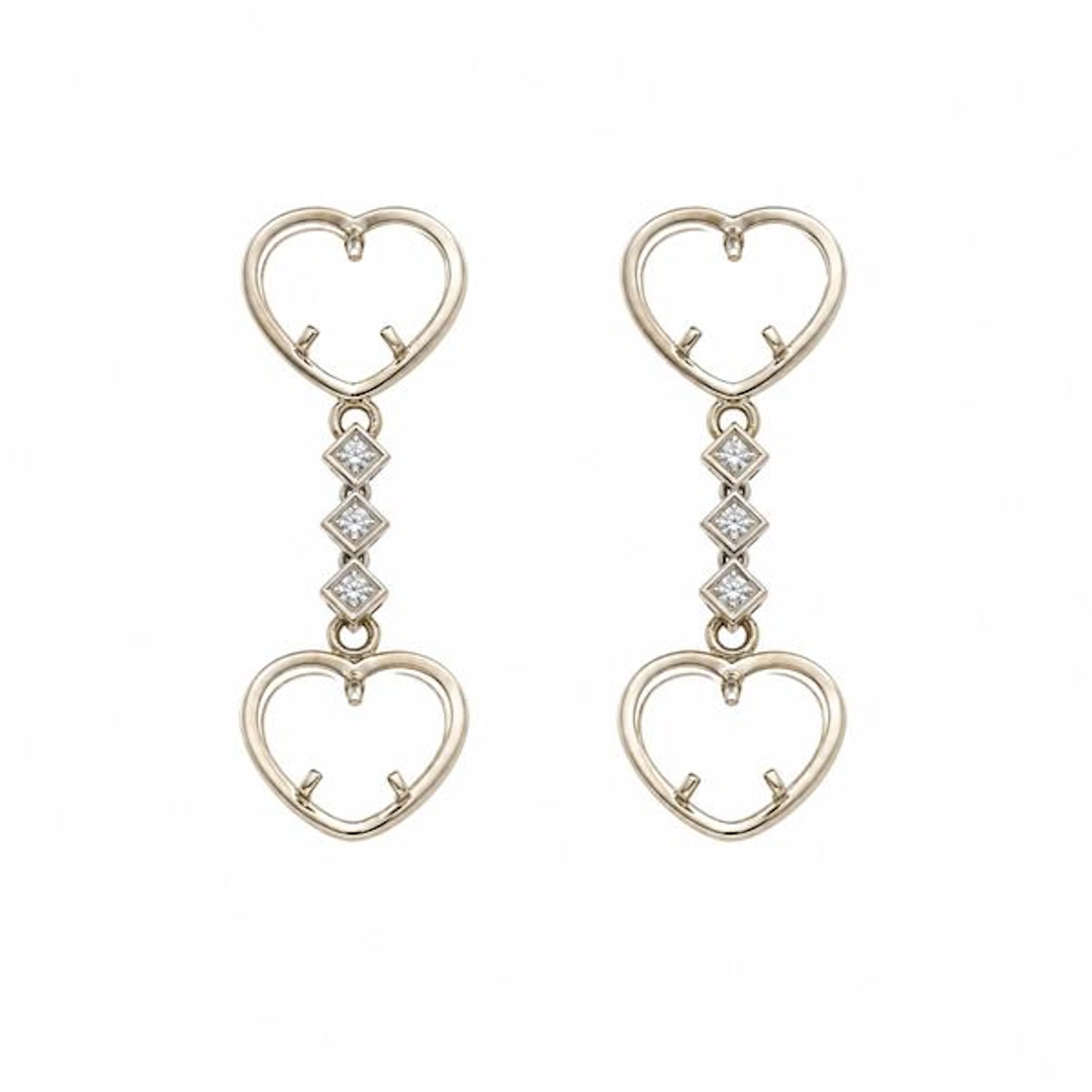 Diamond-set gold earrings mounts