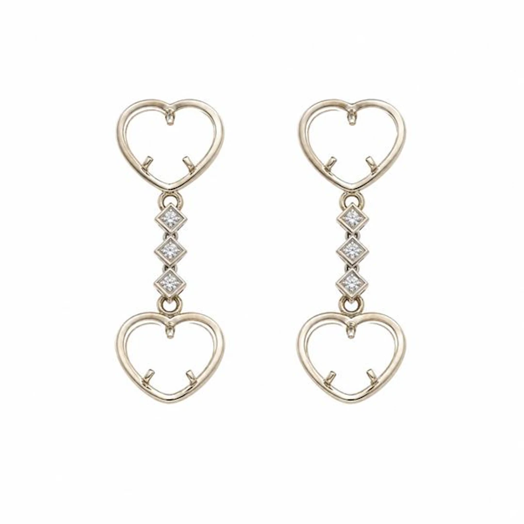Diamond-set gold earrings mounts