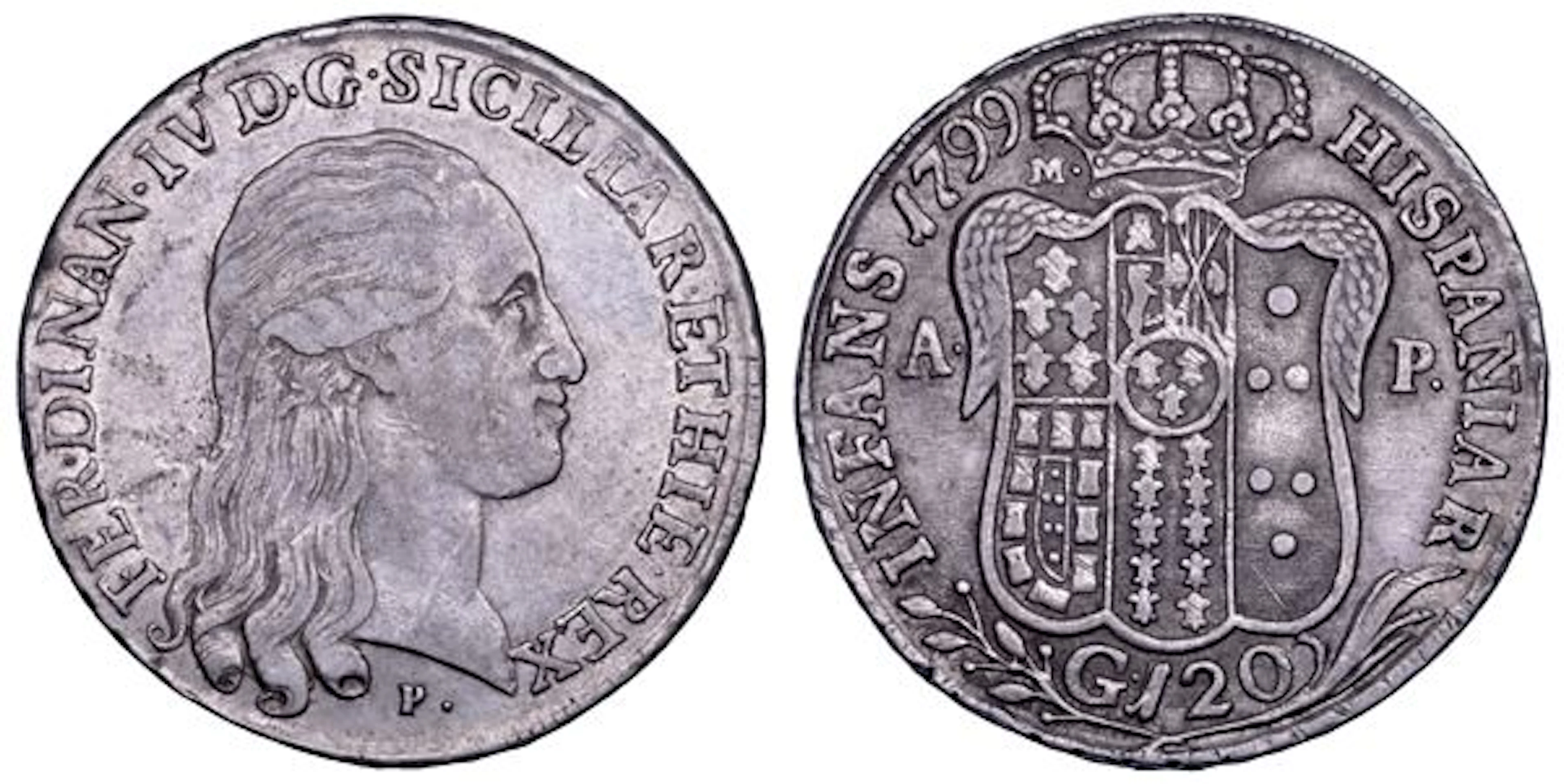 NAPOLI. FERDINANDO IV DI BORBONE, 1799-1805. II PERIODO. Piastra da