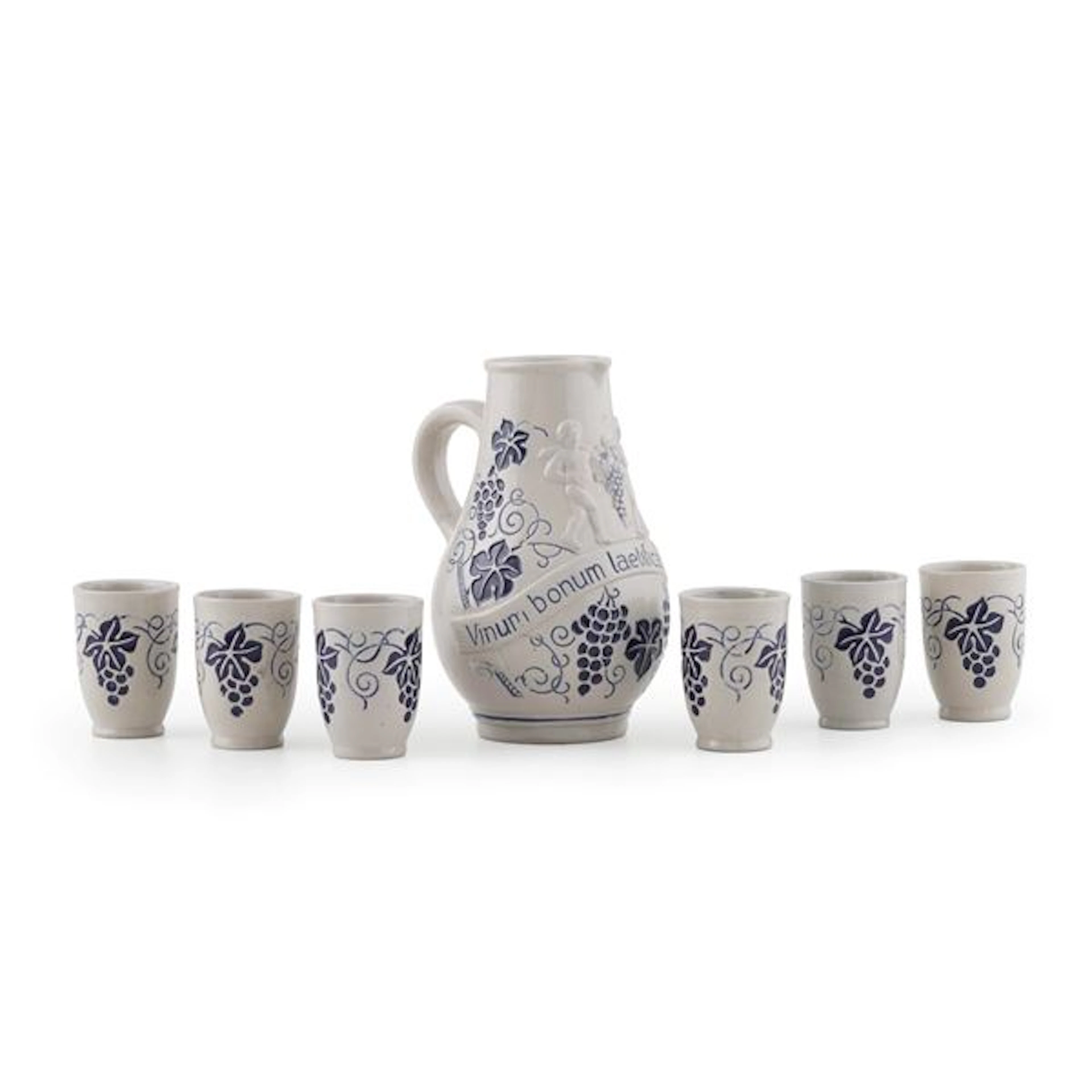 Servizio in ceramica composto da una brocca e sei bicchieri