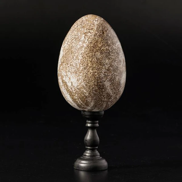 Ocean jasper egg (round) on a turned wooden base