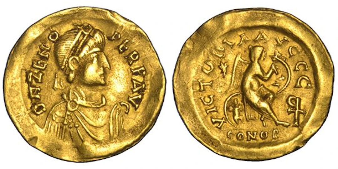 ZENONE, 476-491. Semisse. Costantinopoli.