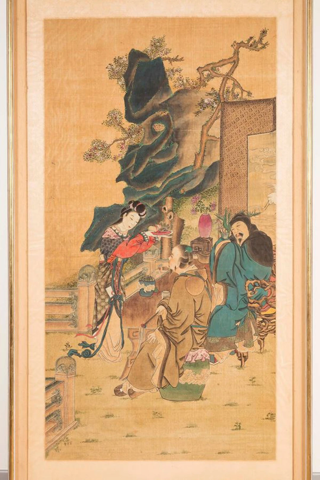 A painting on silk depicting an everyday life scene, China, Qing Dynasty