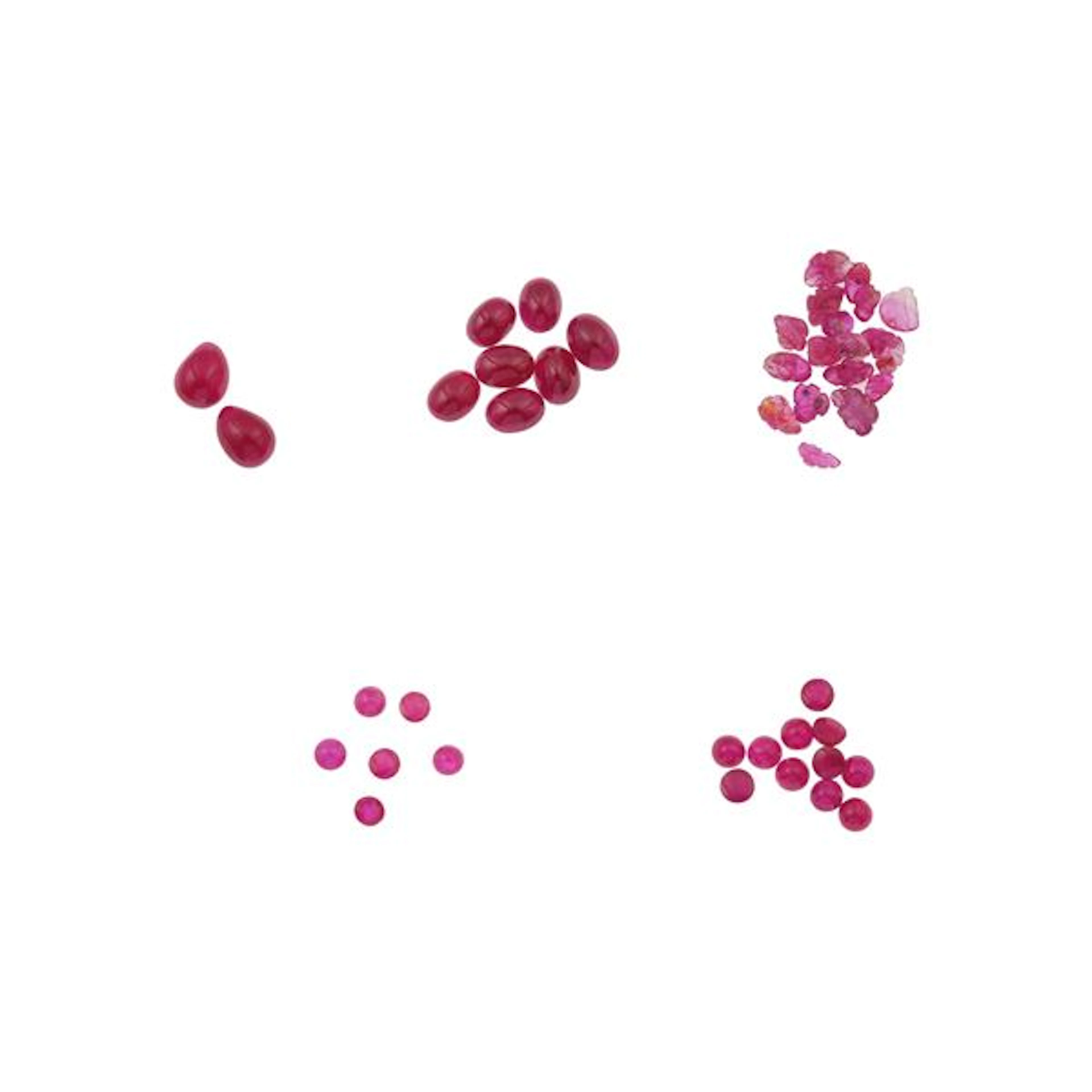 Collection of unmounted rubies, of various shapes and treatments