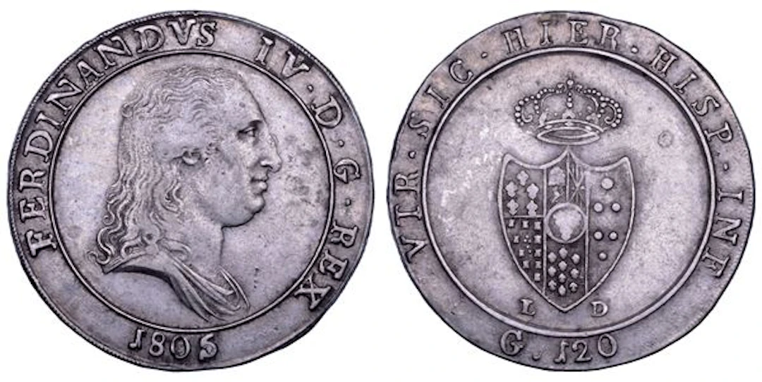 NAPOLI. FERDINANDO IV DI BORBONE, 1799-1805. II PERIODO. Piastra da