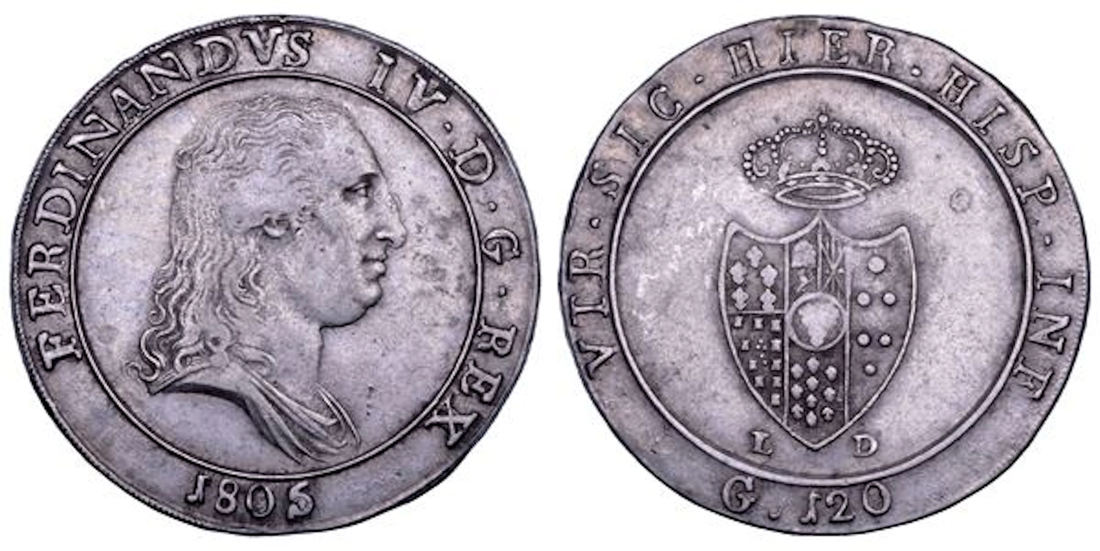 NAPOLI. FERDINANDO IV DI BORBONE, 1799-1805. II PERIODO. Piastra da