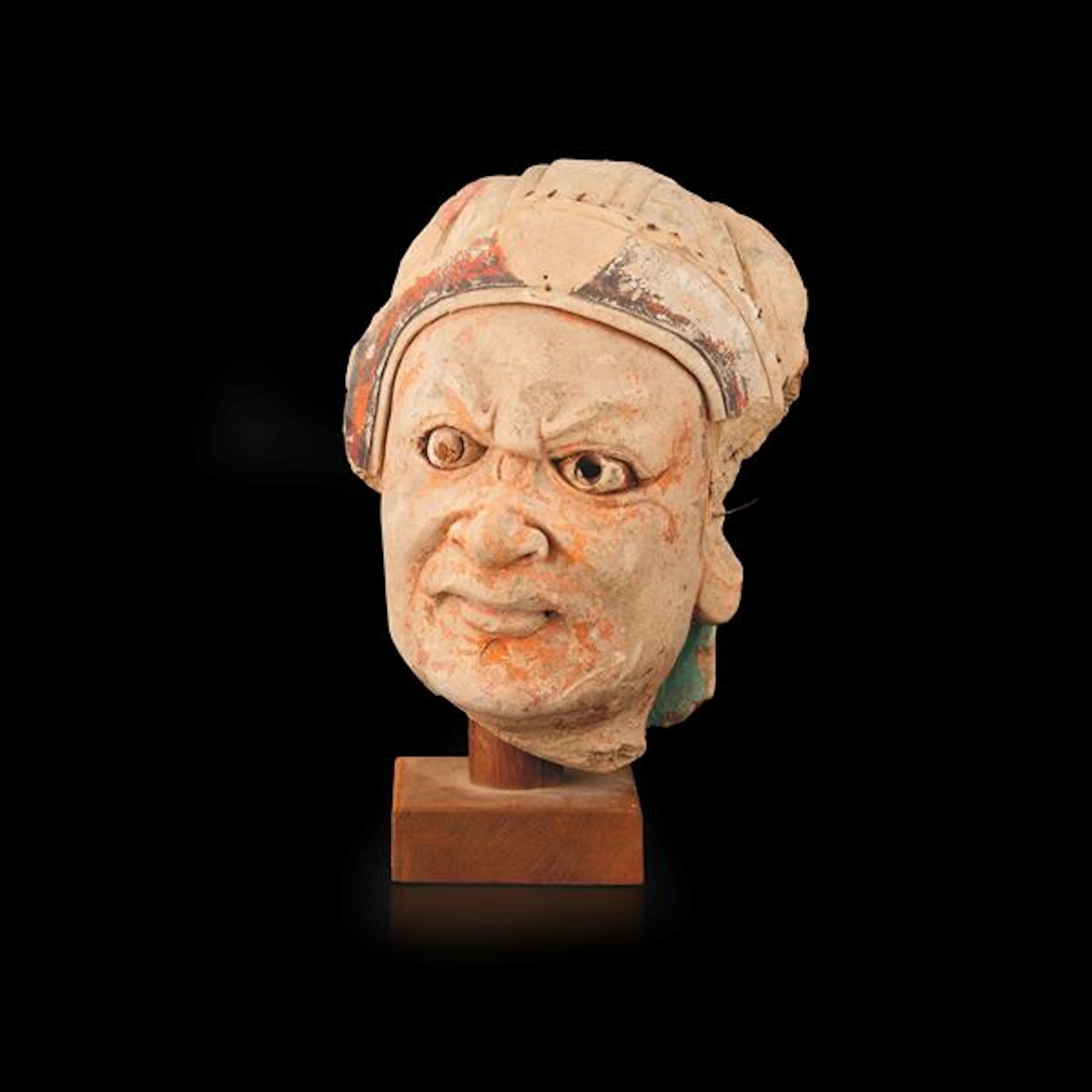 Stucco head with traces of polychromy, China, Ming Dynasty, 15th century