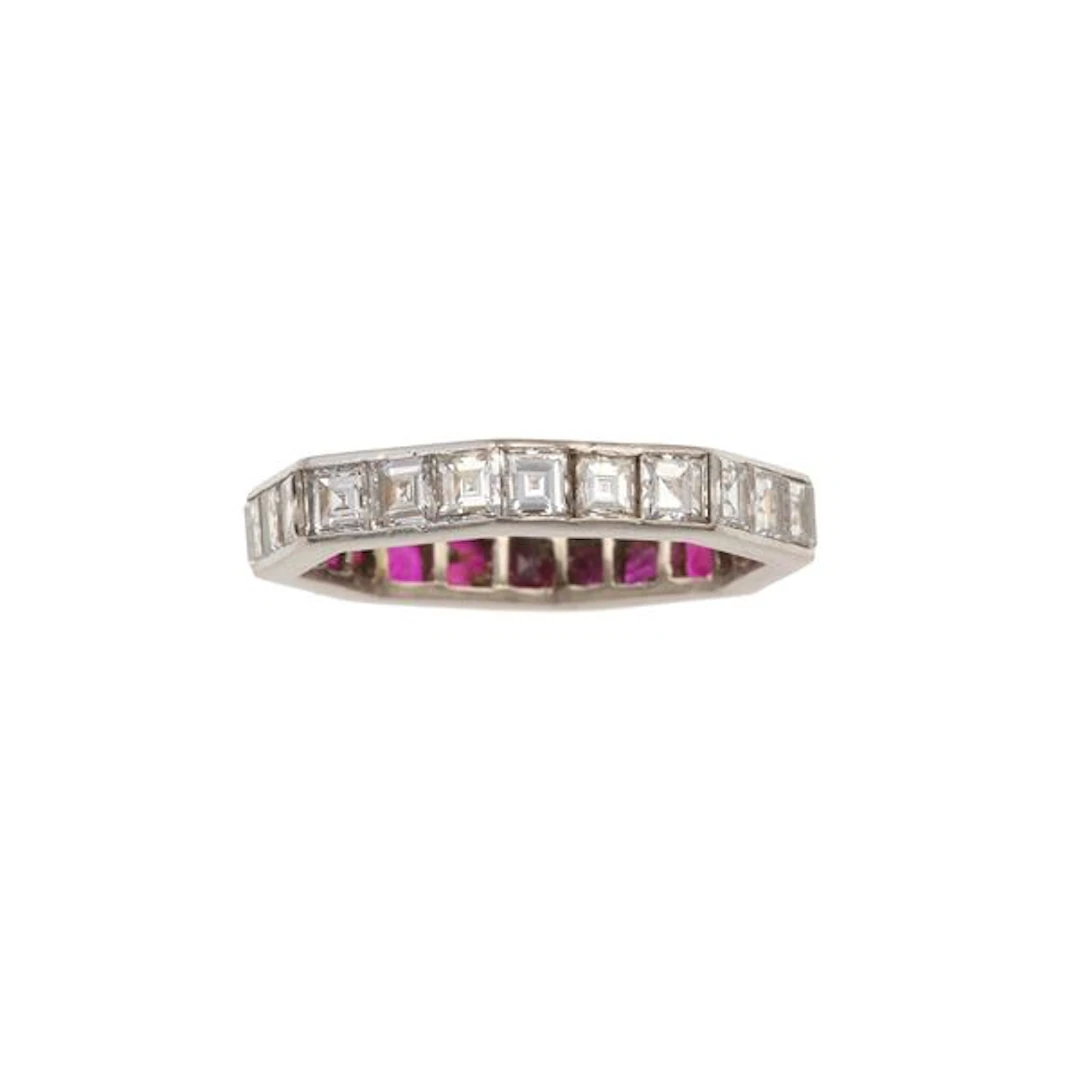 Diamond, ruby and gold ring