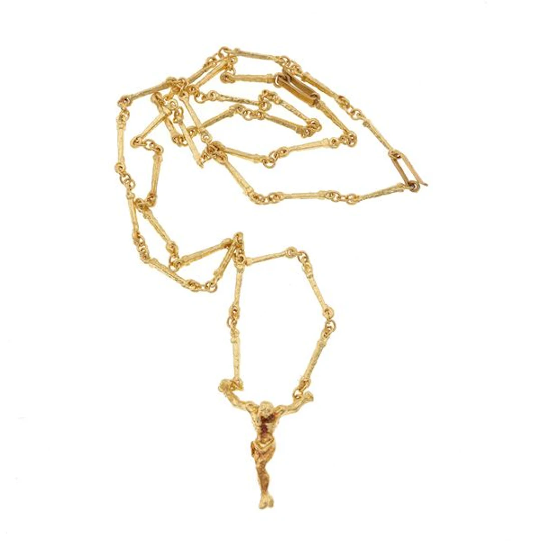 "Christo De San Juan De La Cruz", gold necklace. Signed and numbered