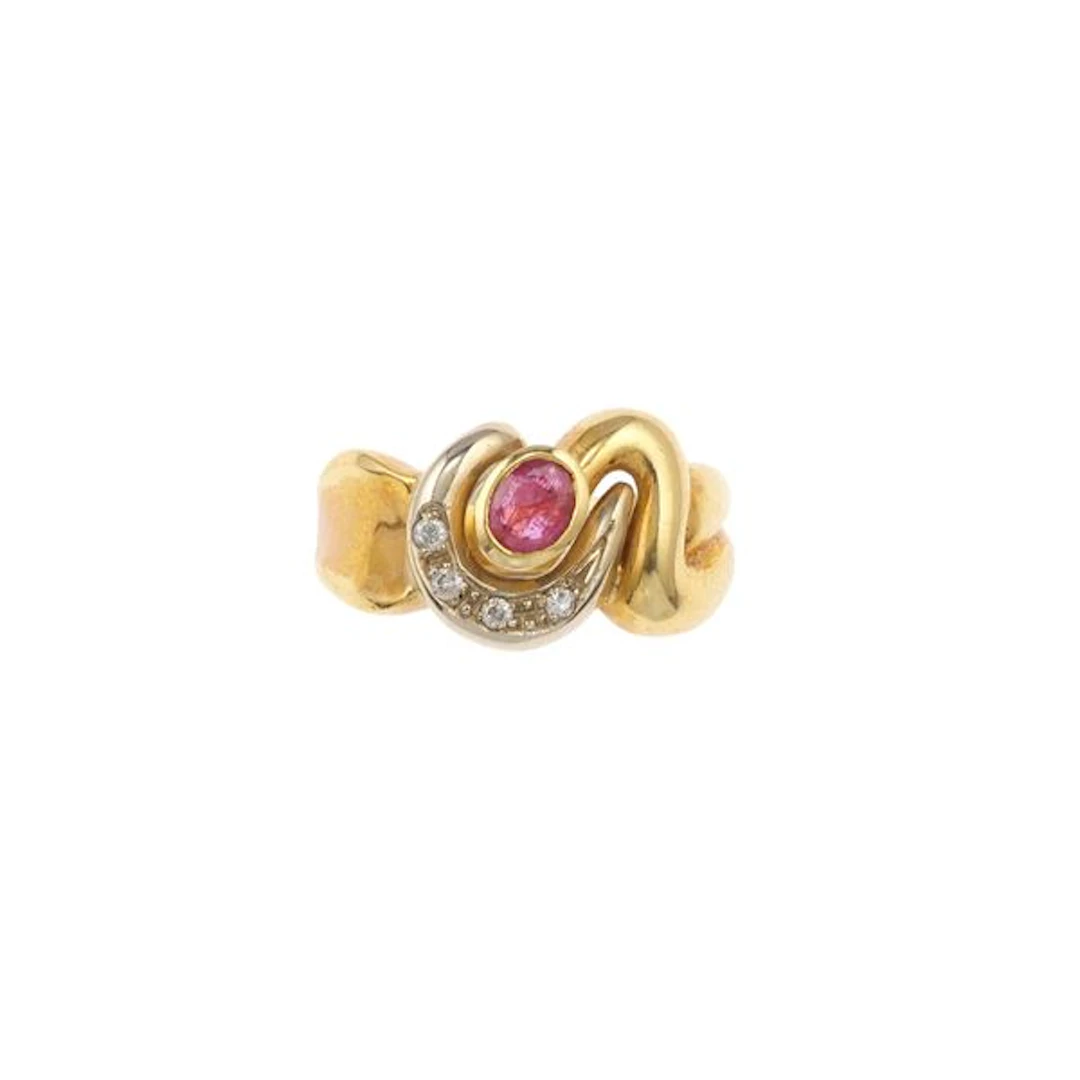 Ruby, diamond and gold ring