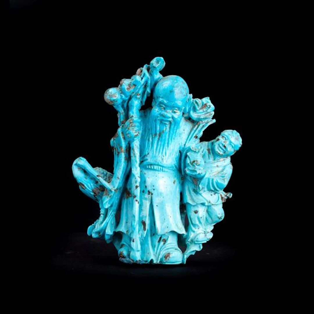 Figure of a sage carved in turquoise, China, 20th century