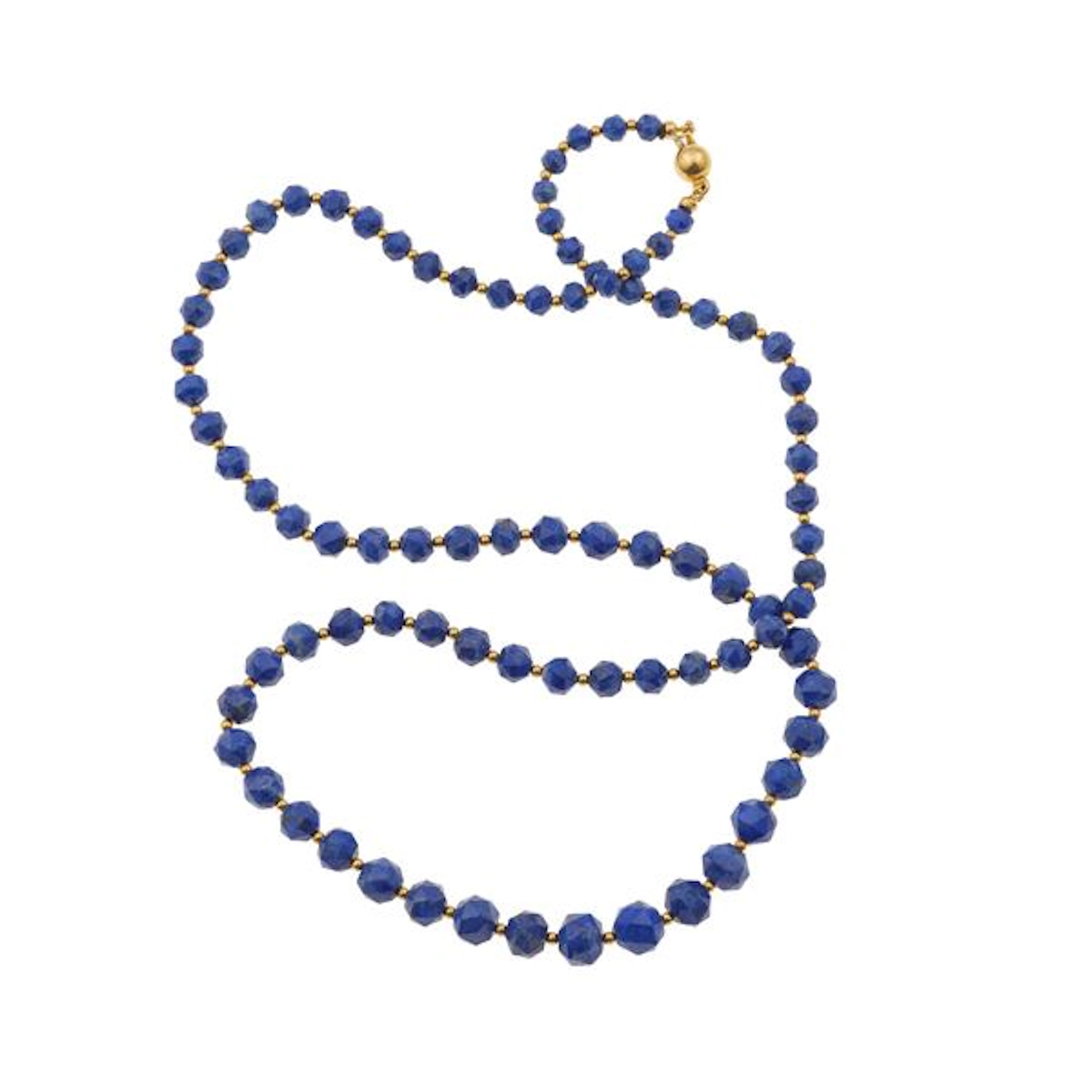 Tinted lapis-lazuli and gold necklace