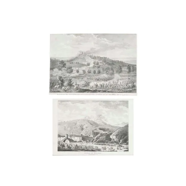 Coppia di stampe con battaglie napoleoniche