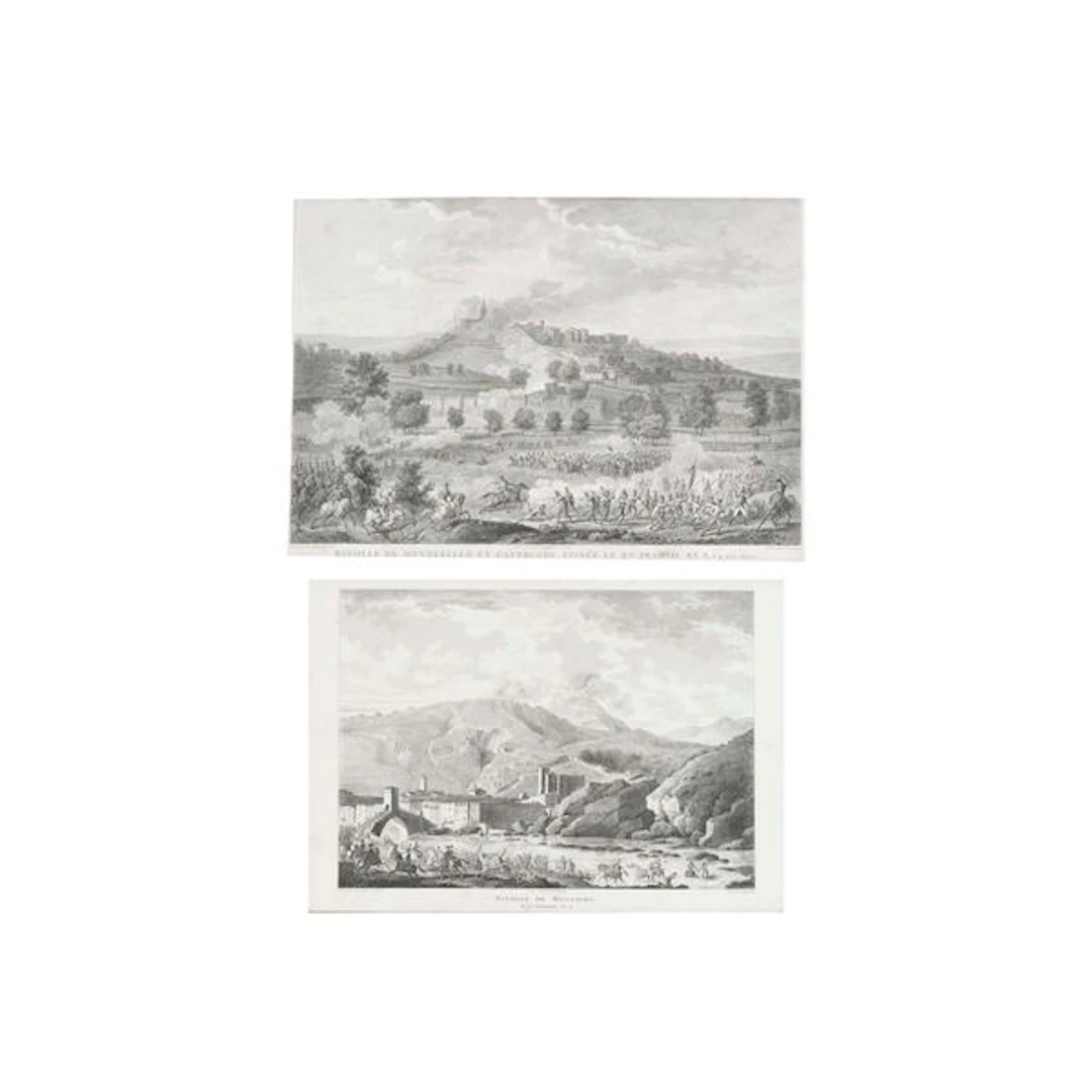 Coppia di stampe con battaglie napoleoniche