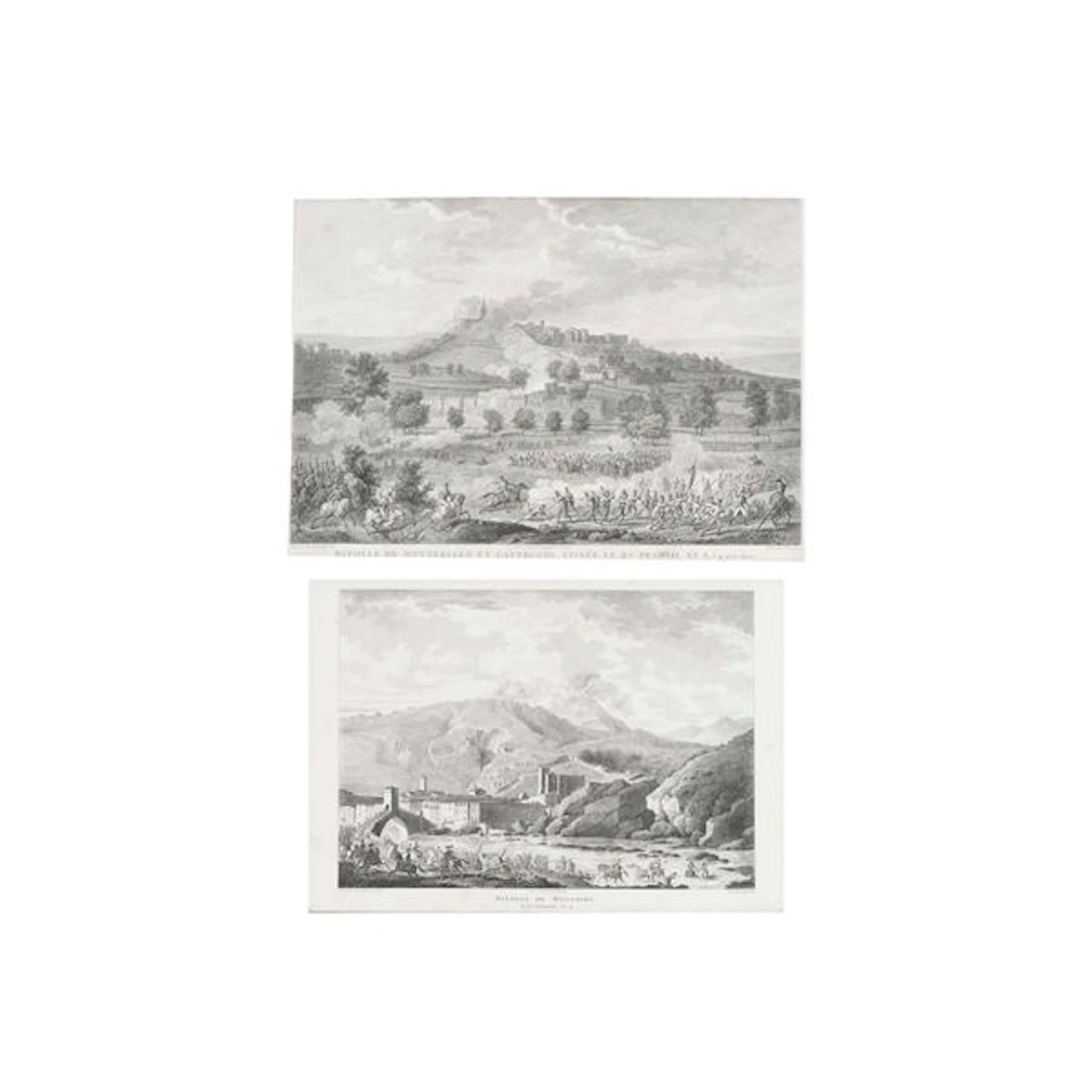 Coppia di stampe con battaglie napoleoniche